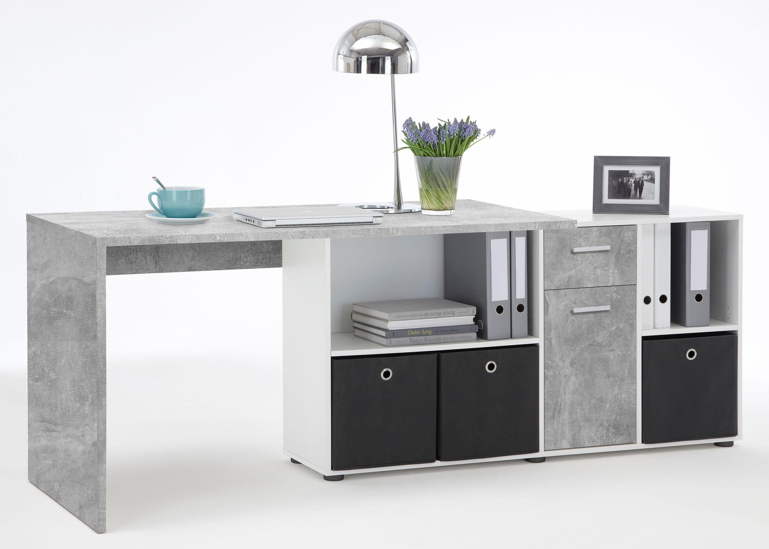 FMD Hoekbureau Lex, bureau / sideboard, variabel monteerbaar, breedte 136 / 205 cm, made in germany