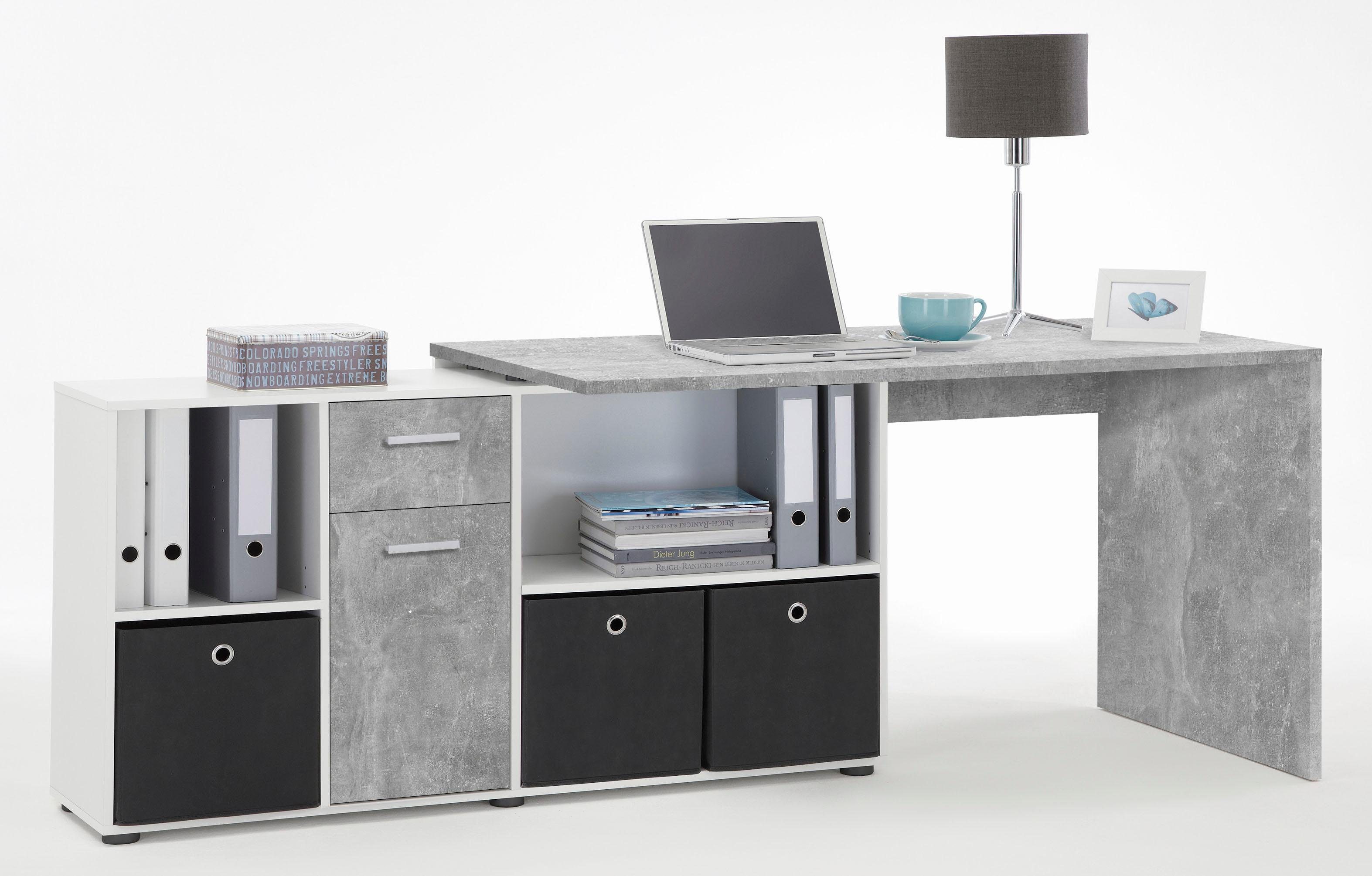 FMD Hoekbureau Lex, bureau / sideboard, variabel monteerbaar, breedte 136 / 205 cm, made in germany