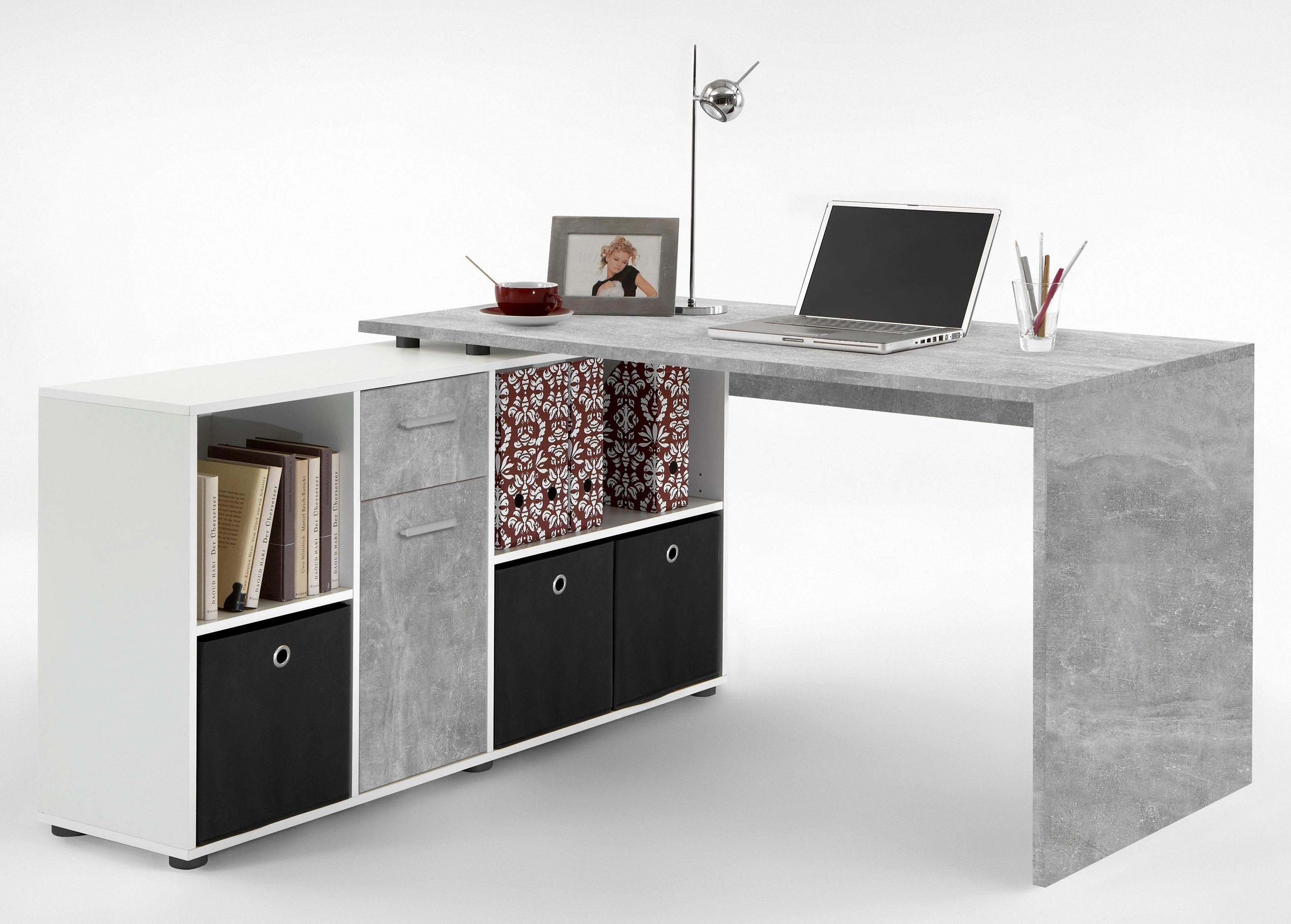 FMD Hoekbureau Lex, bureau / sideboard, variabel monteerbaar, breedte 136 / 205 cm, made in germany