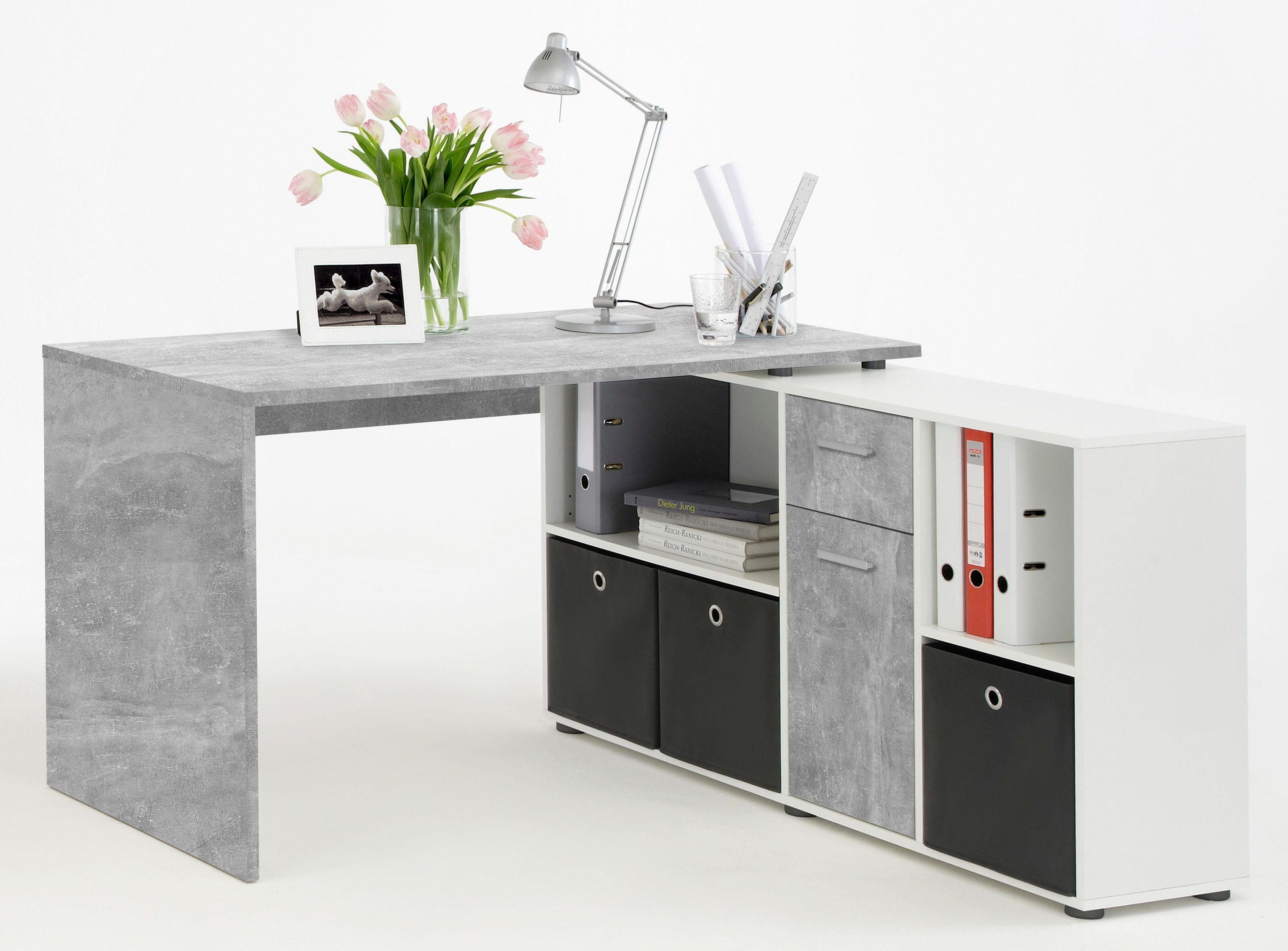 FMD Hoekbureau Lex, bureau / sideboard, variabel monteerbaar, breedte 136 / 205 cm, made in germany