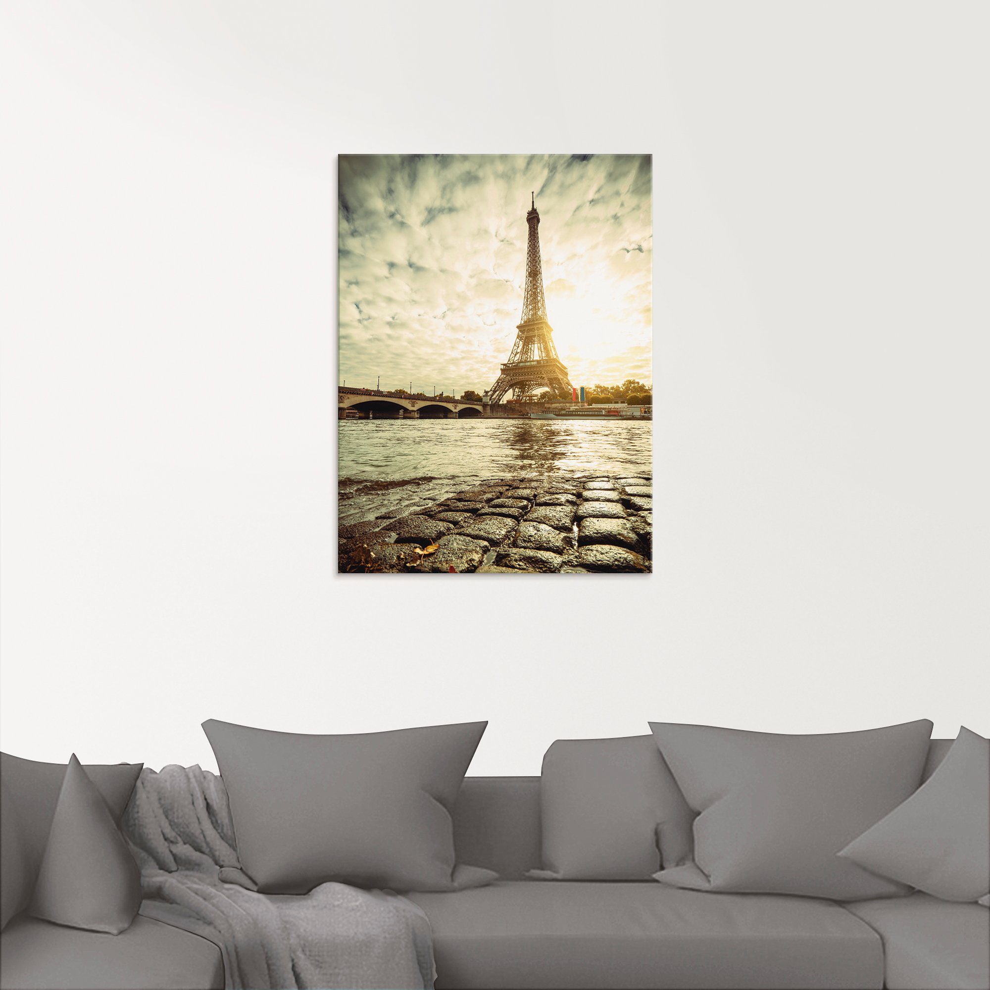 Artland Print op glas Parijs Eiffeltoren IV in verschillende maten