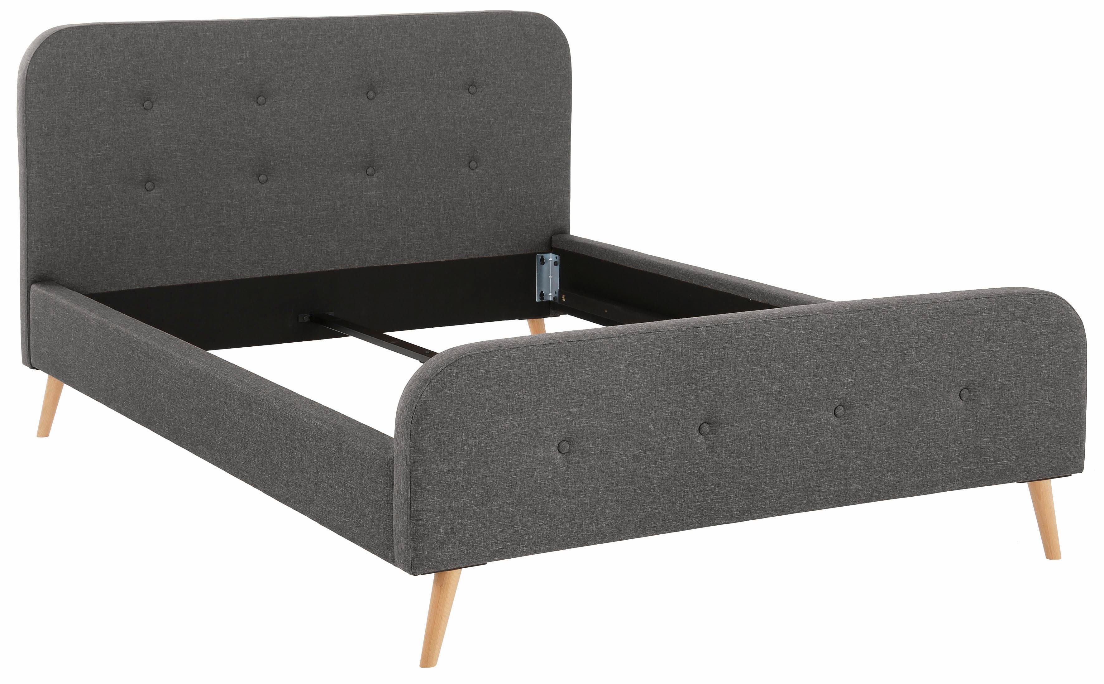 Home affaire Gestoffeerd bed Amrum met luxueuze knopen aan het zacht verdikte hoofd- en voetbord