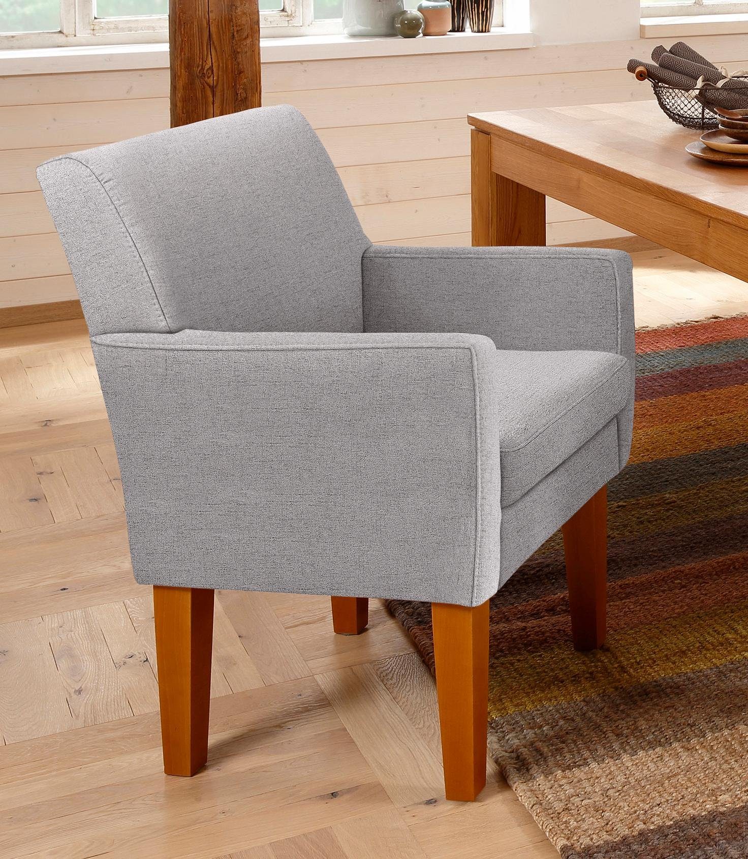 Home affaire Fauteuil Fehmarn comfortabele zithoogte van 54 cm, in 3 verschillende stofkwaliteiten fauteuils grijs