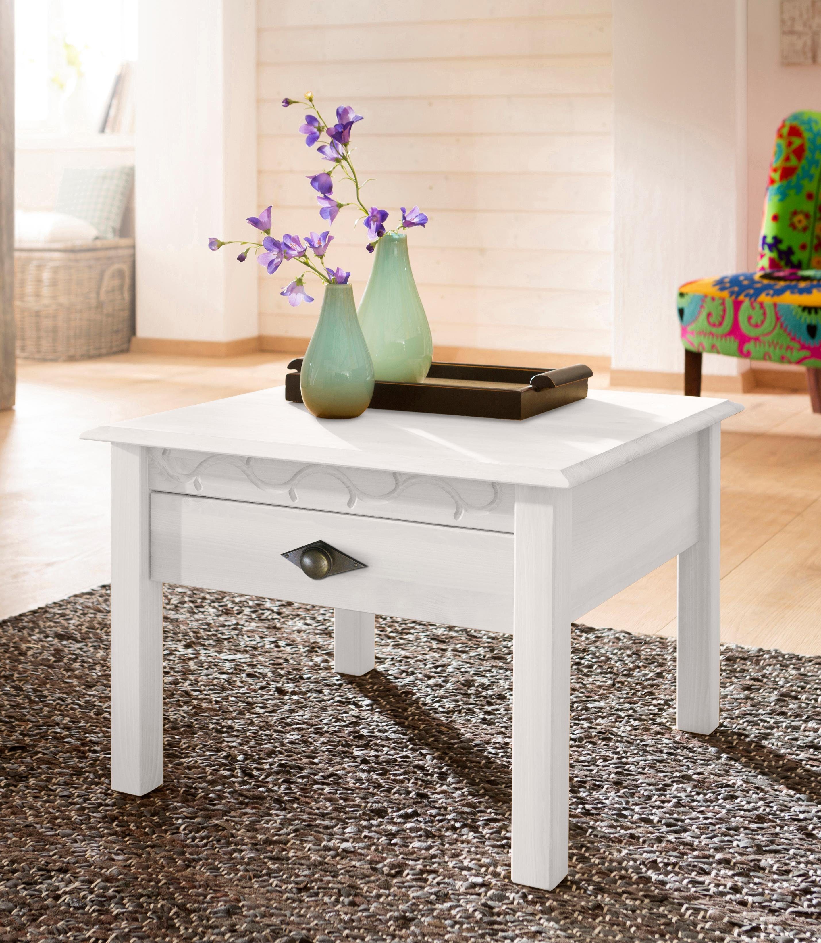 Home affaire Salontafel Laura, TOPSELLER! 60/60 cm, met een lade, extra opbergruimte salontafels wit