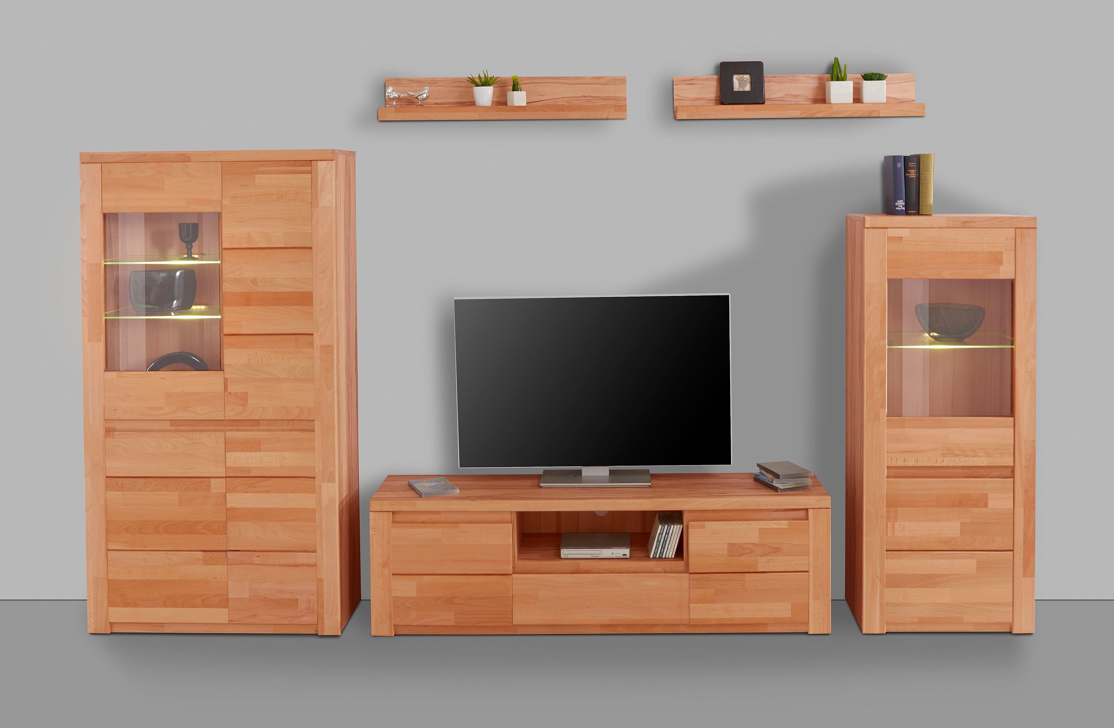 Home affaire Wandmeubel Burani gedeeltelijk massief hout (set, 4-delig)