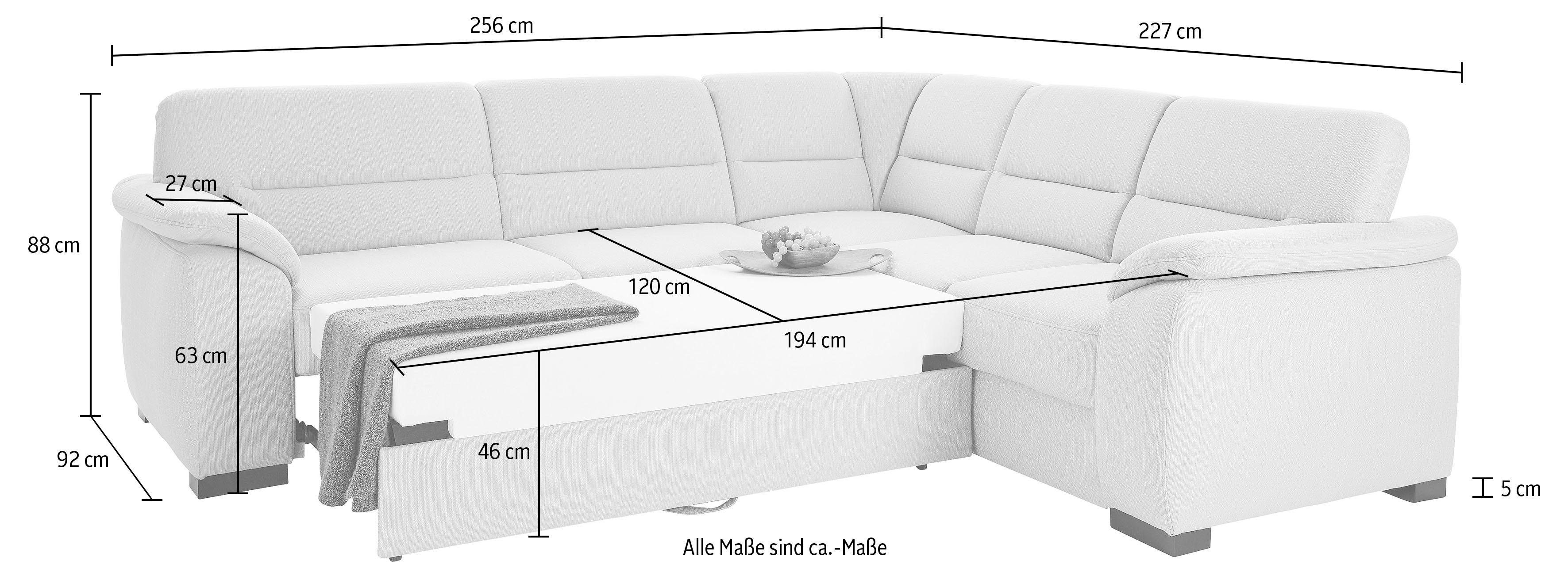 sit&more Hoekbank Montego L-vorm naar keuze met slaapfunctie en lade