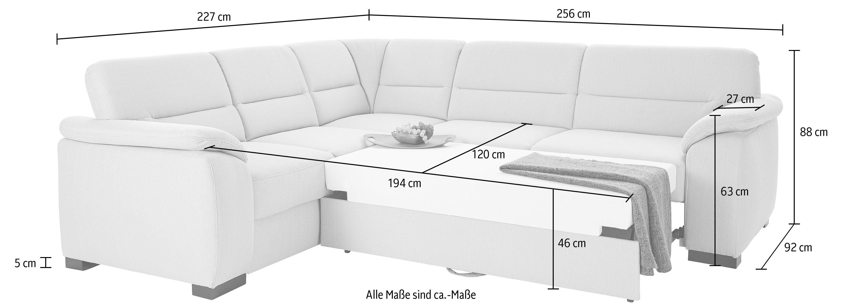 sit&more Hoekbank Montego L-vorm naar keuze met slaapfunctie en lade