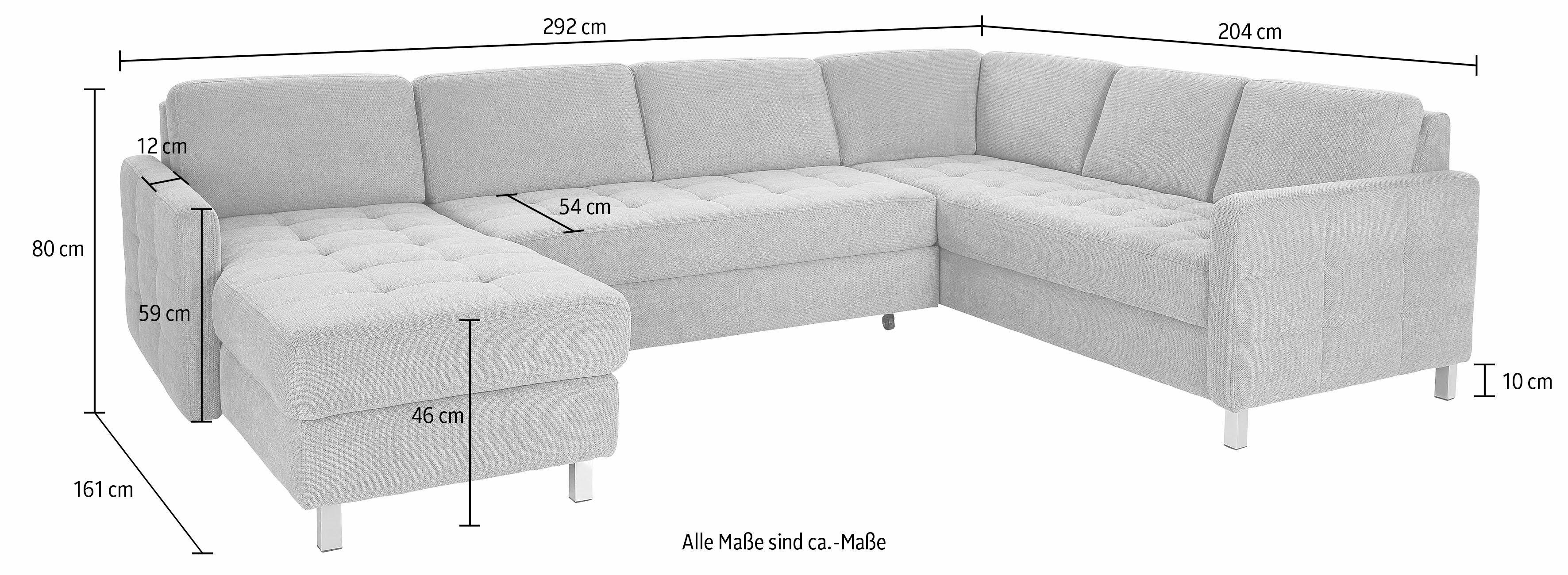sit&more Zithoek Pablo U-vorm naar keuze met slaapfunctie en bedkist