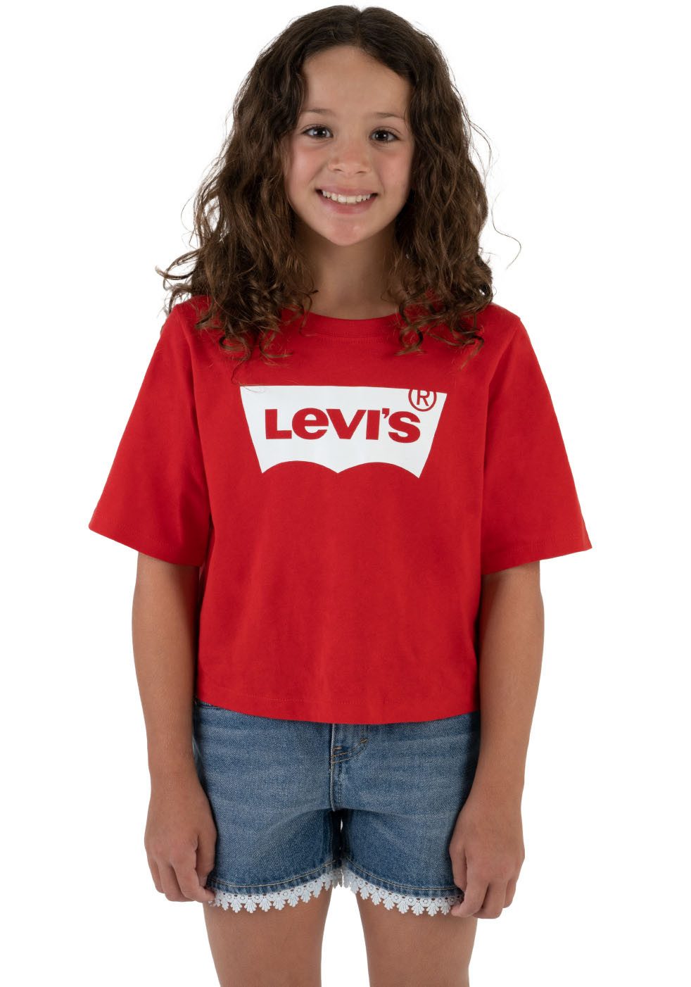 Levi's Kidswear T-shirt BATWING CROPPED TEE meisjes t-shirts maat 16/164 rood