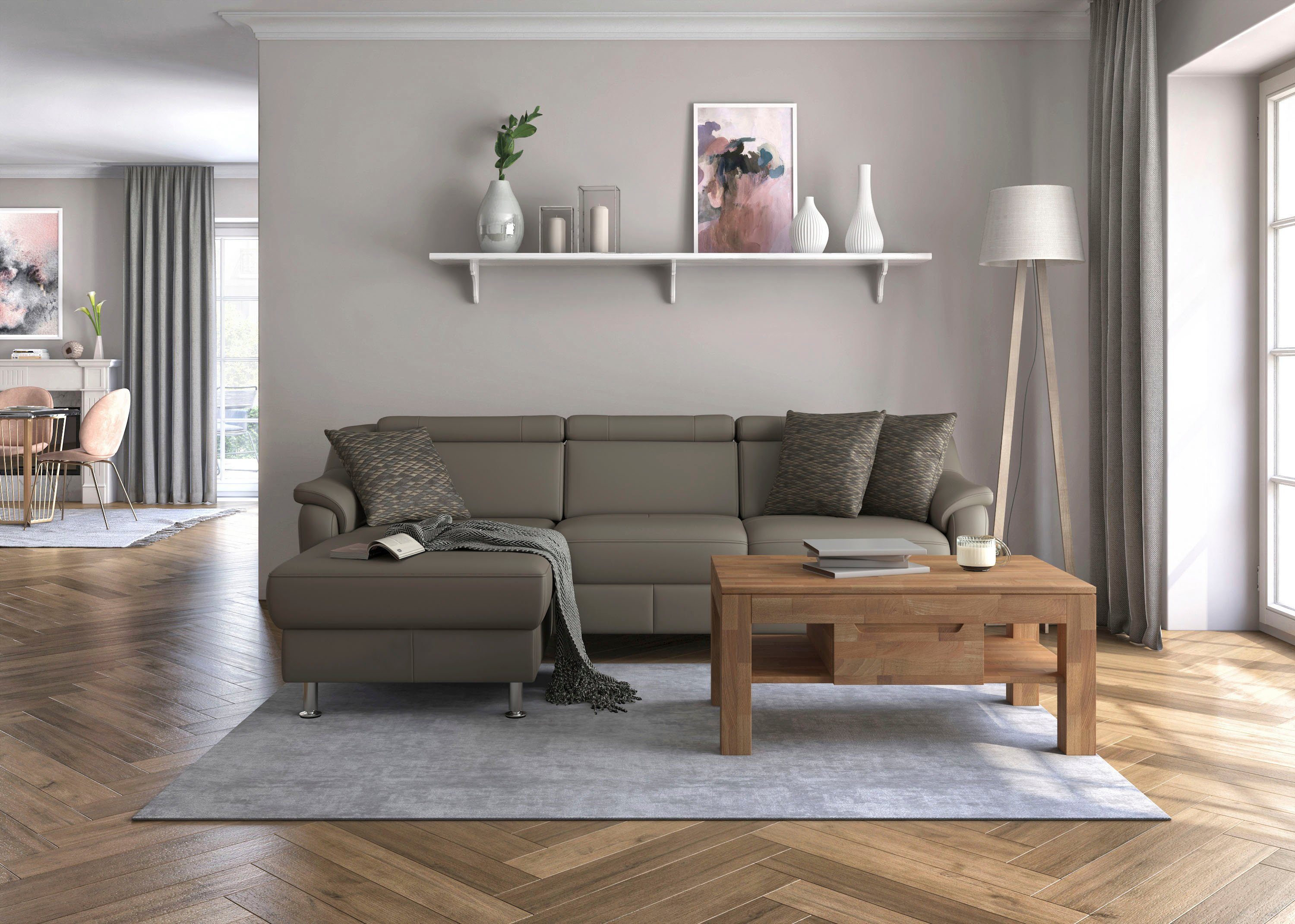 sit&more Hoekbank Freetown L-vorm met verstelbare hoofdsteun en comfortabele binnenvering