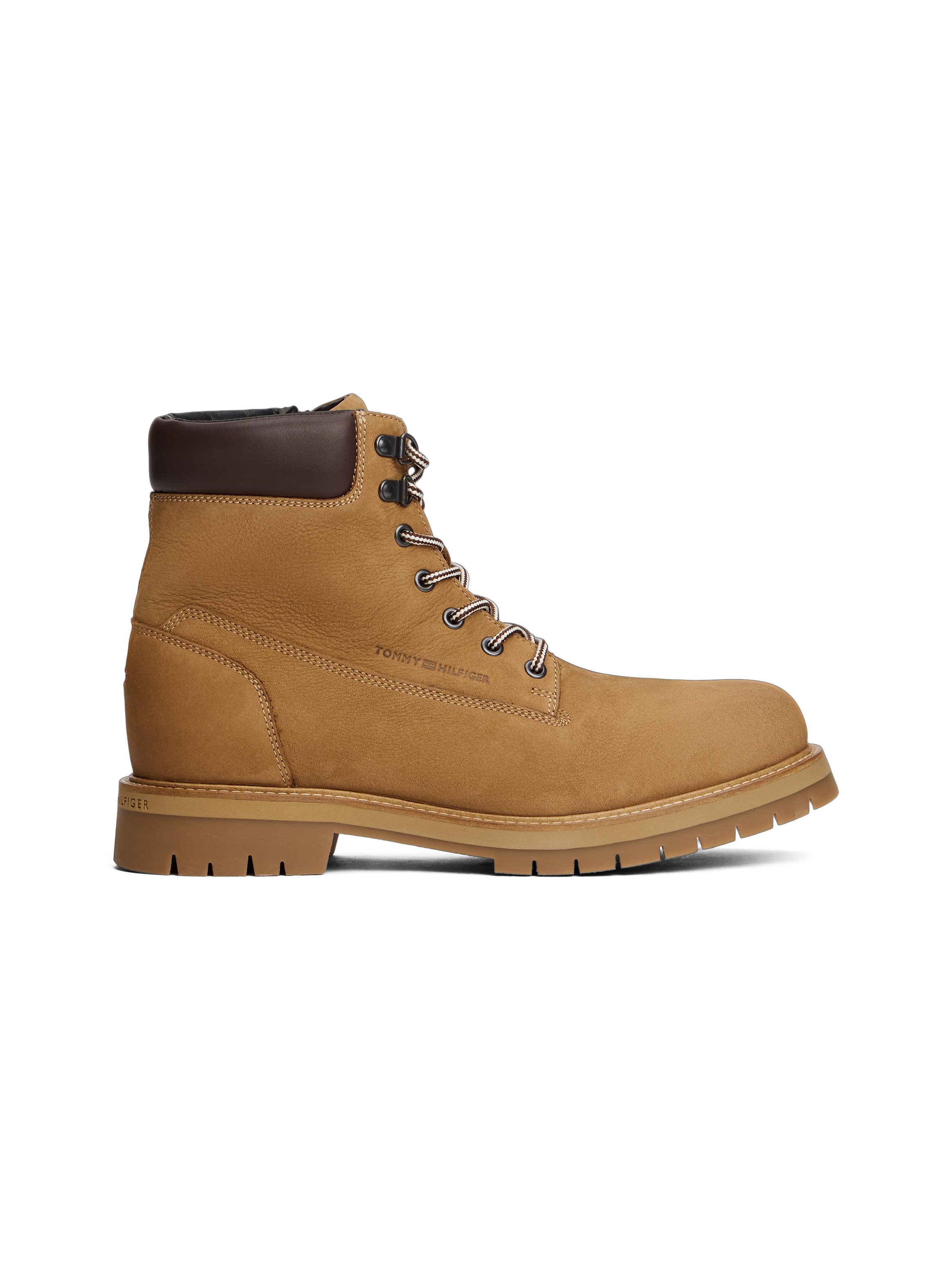 Tommy Hilfiger Veterschoenen FLEX TH OUTDOOR W NBK BOOT blokhak, outdoorschoen met ogen, in bergbeklimmerslook