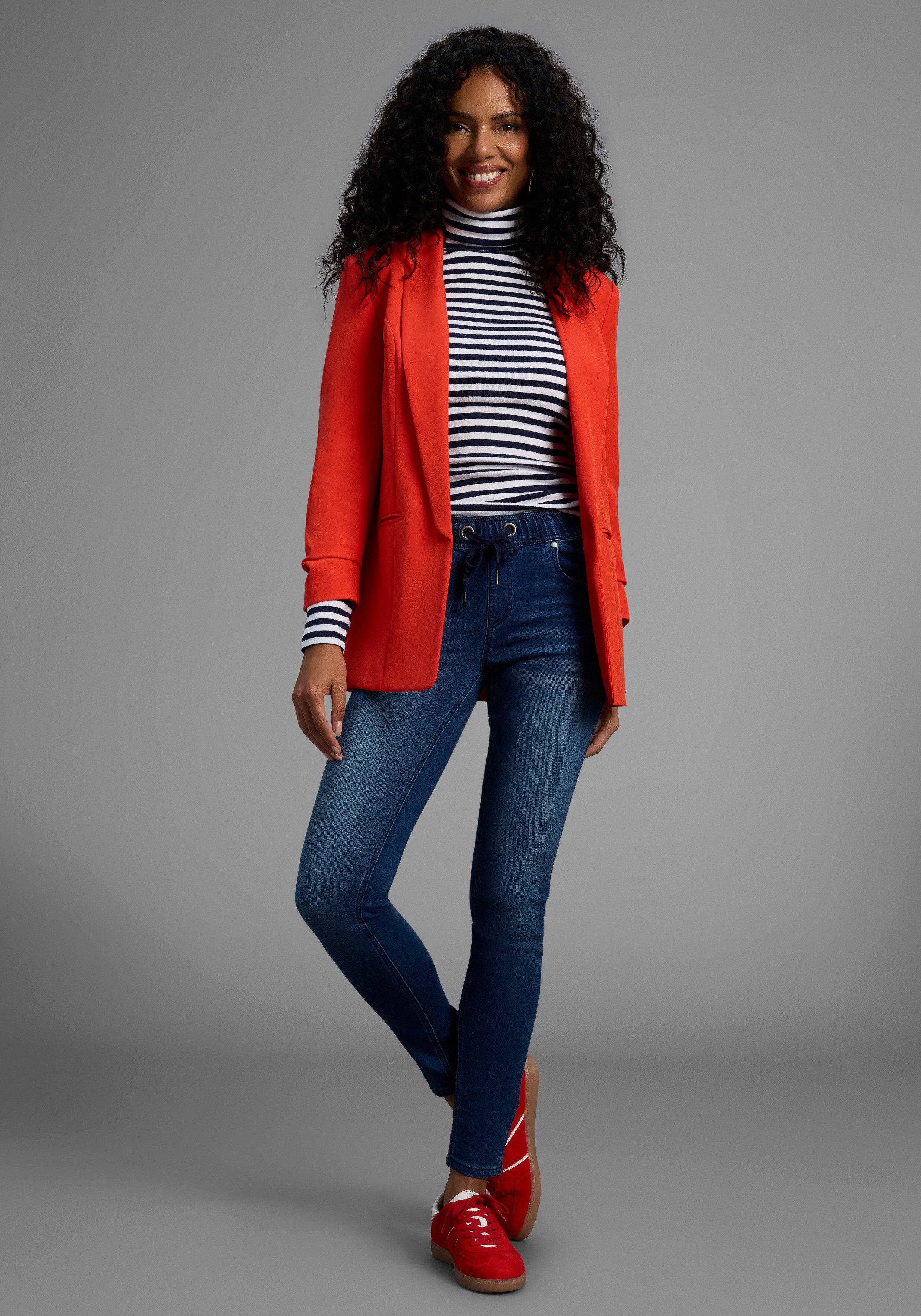 Arizona Stretch jeans wijdere pijp, normale taillehoogte, enkel-lang, met used-wassing
