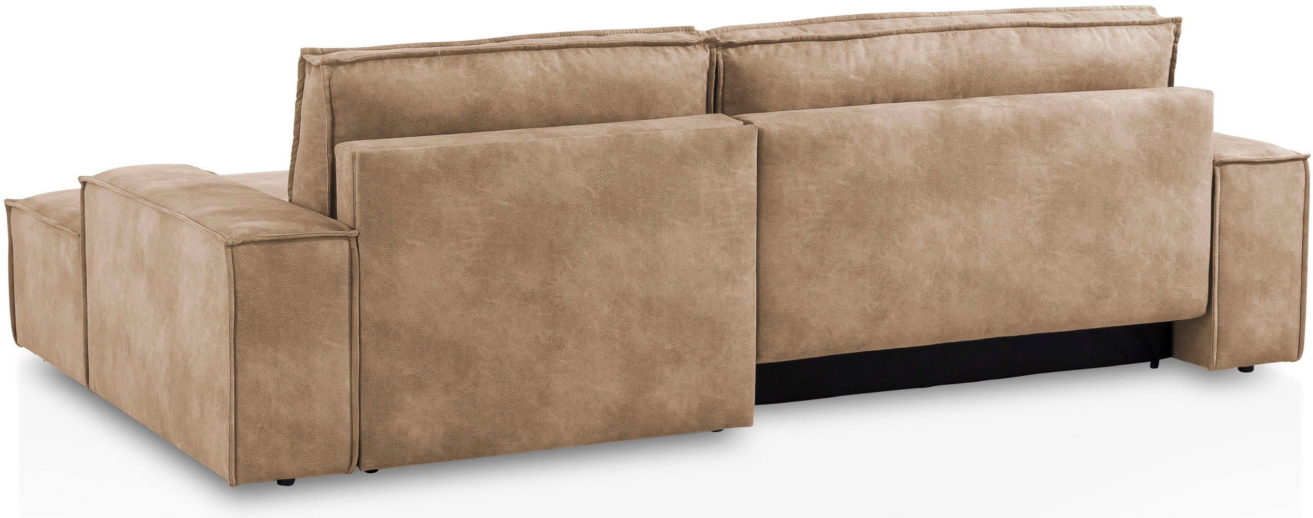 Home affaire Hoekbank SHERWOOD bedbank 267 cm, L-model, Slaapfunctie met bedlade (210x136 cm), cord, vintage, fluweel
