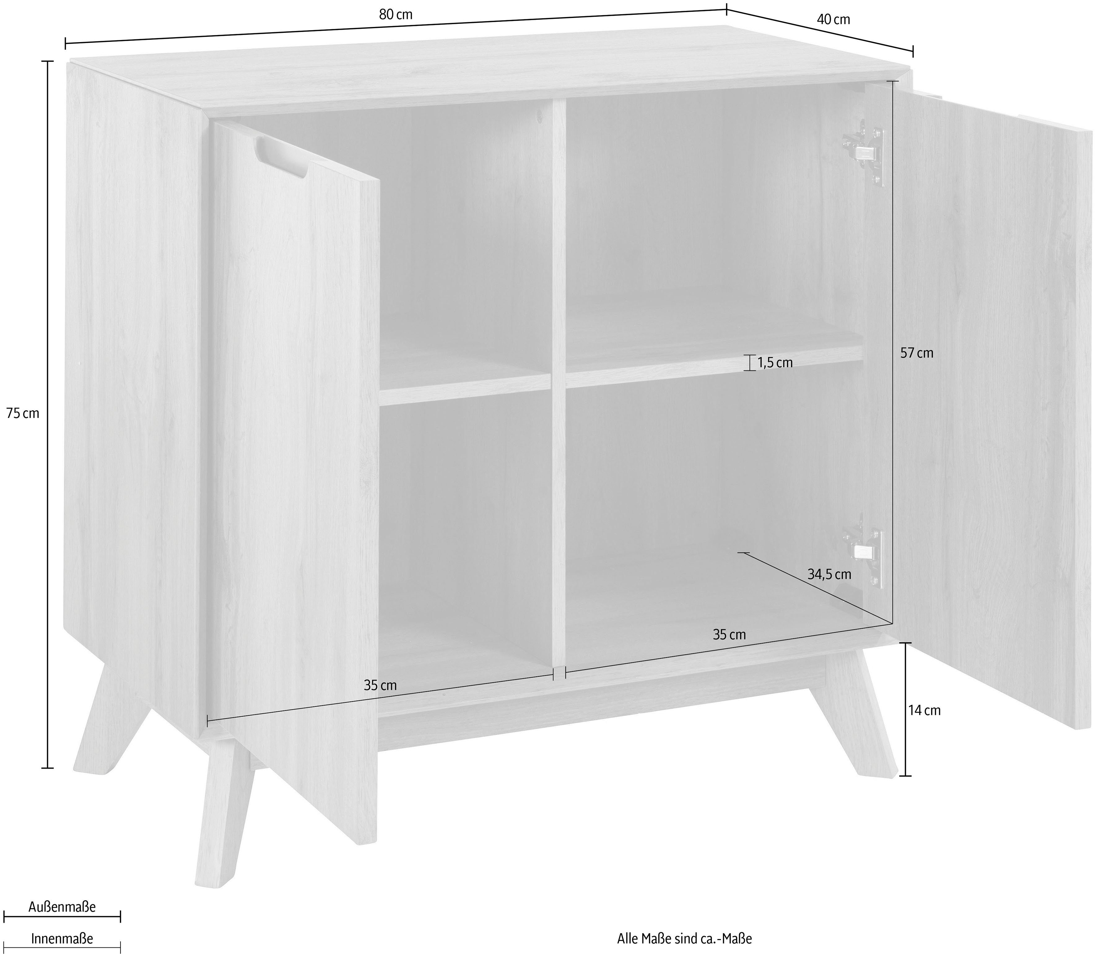 andas Dressoir Pandrup Commode met 2 deuren en 2 verstelbare inlegplanken, B:80 cm, H:75 cm