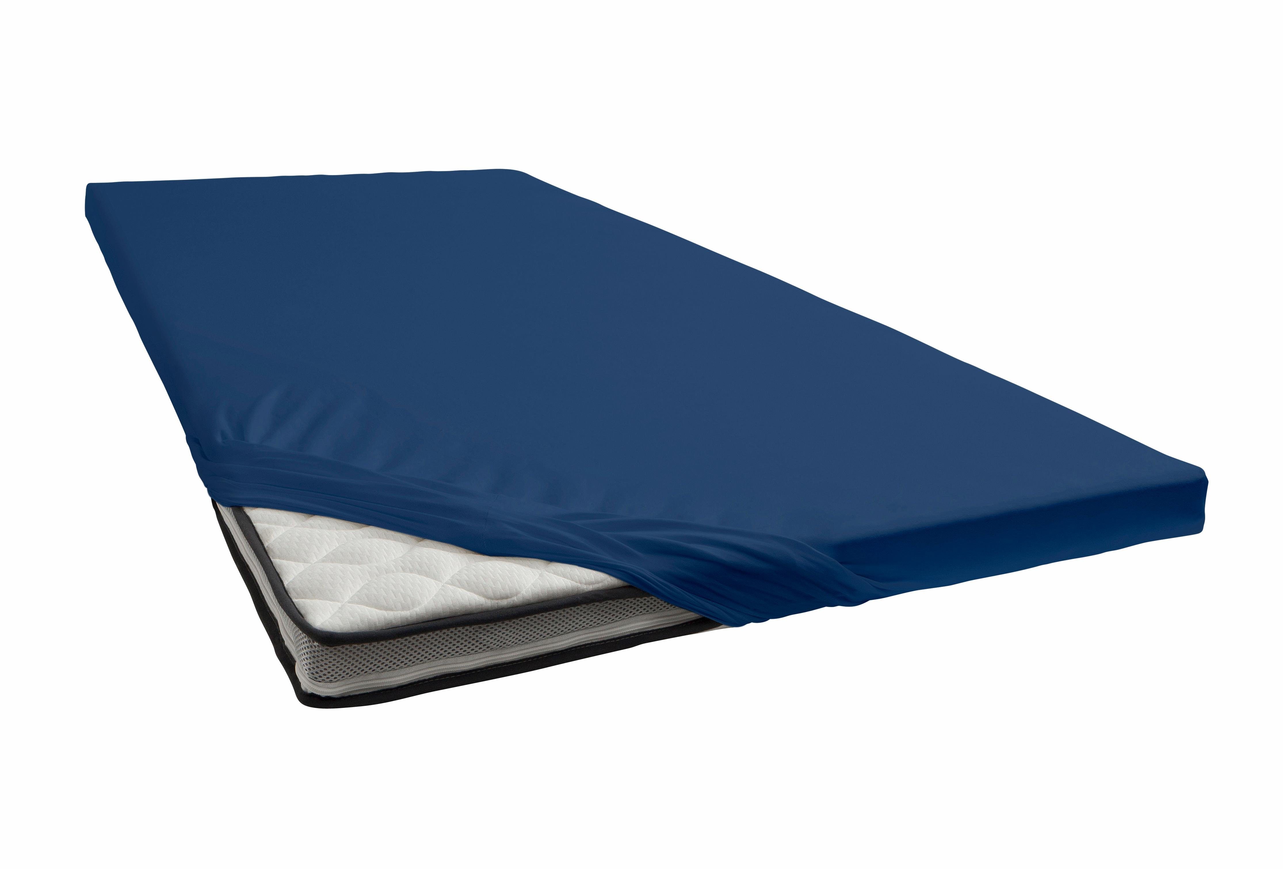 Janine Hoeslaken TOPPER 5001 met rondom elastiek (1 stuk) hoeslakens maat 140-160 cm x 200-220 cm blauw