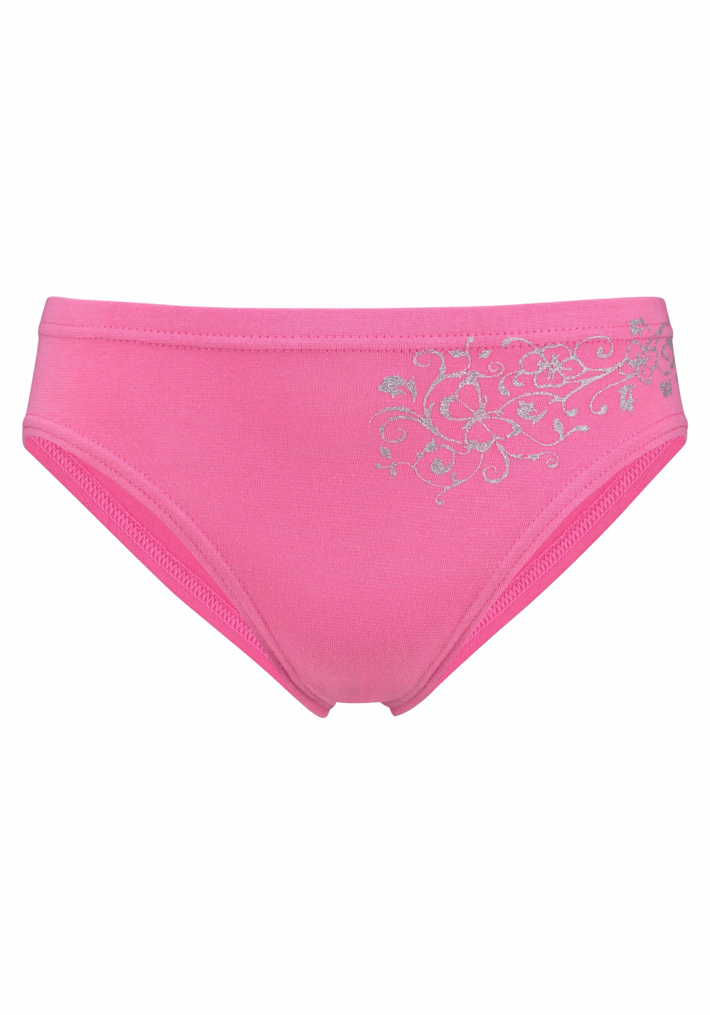 Petite fleur Bikinibroekje mooie basic voor elke dag, met gebloemde glitterprint (set, 4 stuks)