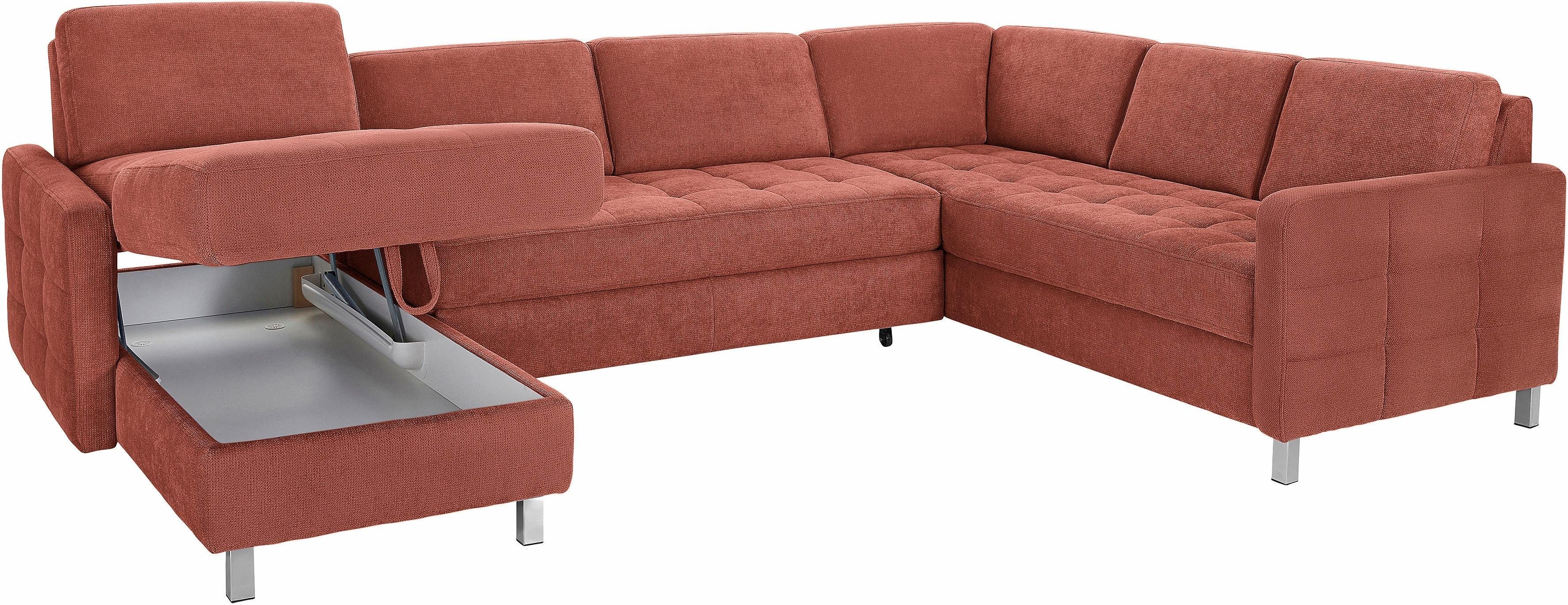 sit&more Zithoek Pablo U-vorm naar keuze met slaapfunctie en bedkist
