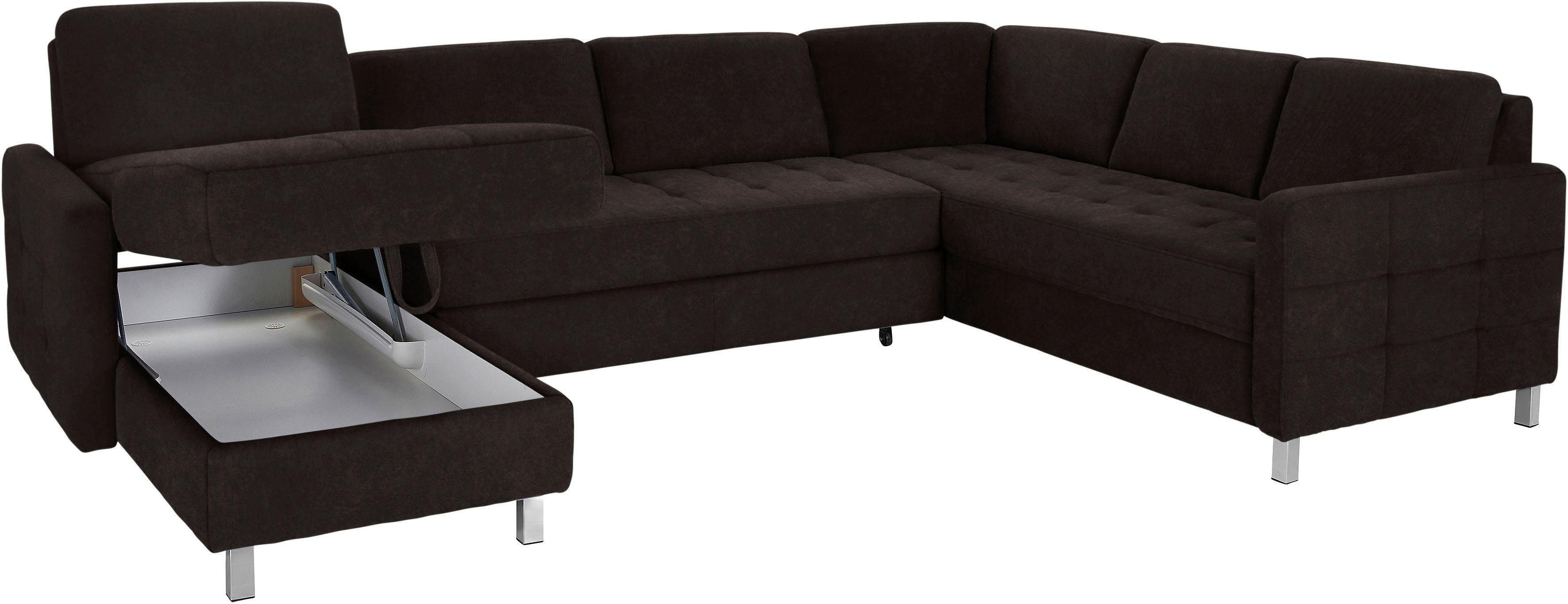 sit&more Zithoek Pablo U-vorm naar keuze met slaapfunctie en bedkist