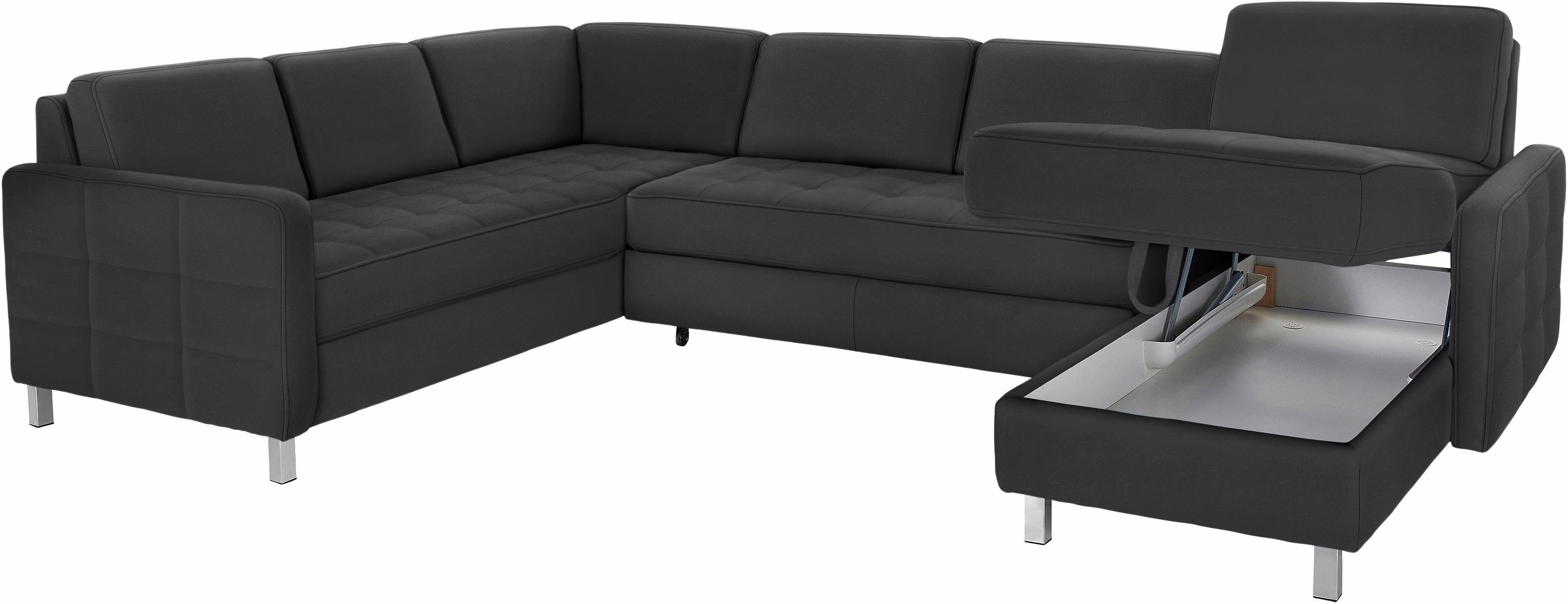 sit&more Zithoek Pablo U-vorm naar keuze met slaapfunctie en bedkist