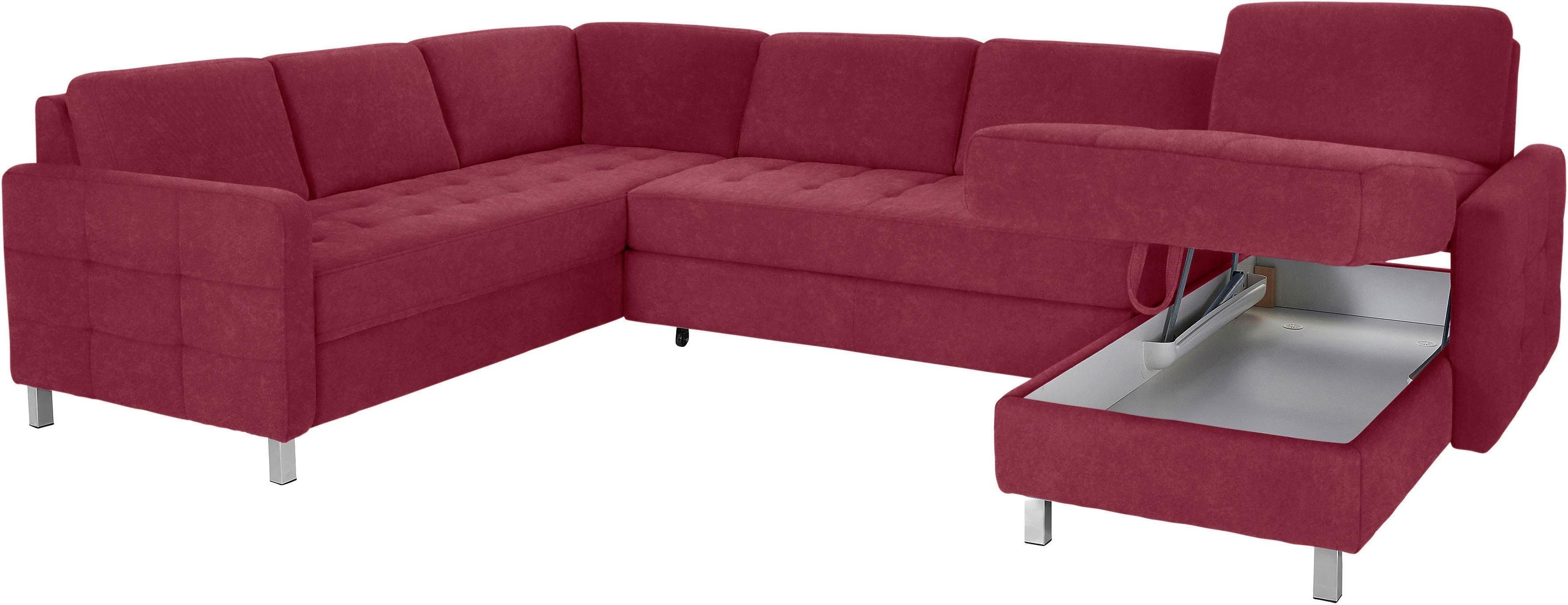 sit&more Zithoek Pablo U-vorm naar keuze met slaapfunctie en bedkist