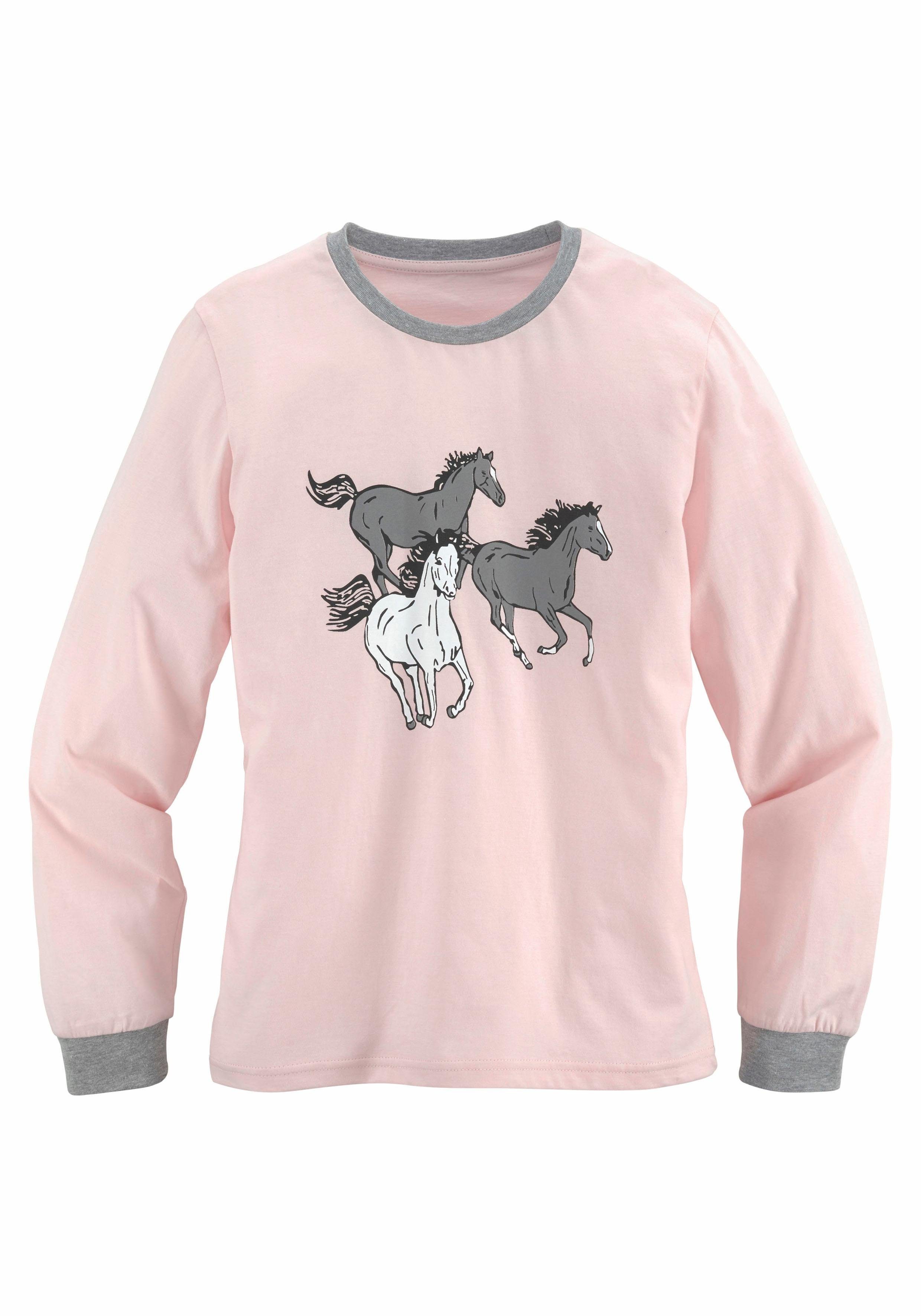 Petite fleur Pyjama Pyjama in lange vorm met paardenprint (2-delig, 1 stuk)