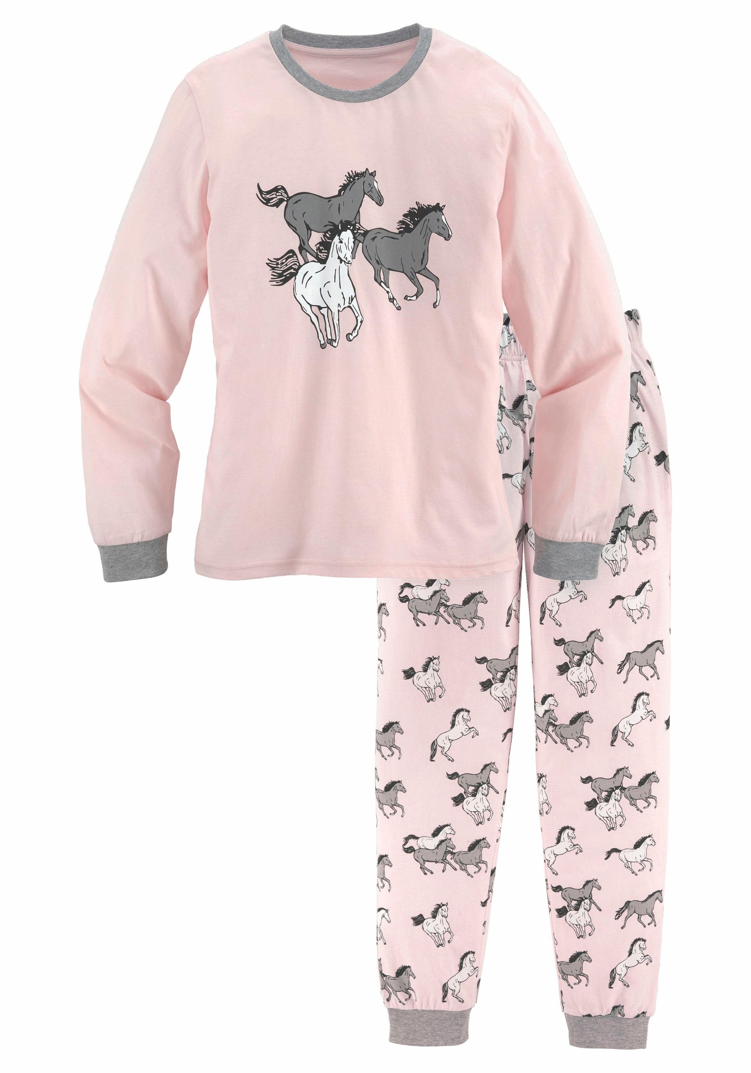 Motel genoeg Nacht Petite fleur Pyjama in een lang model met paardenprint (2-delig, 1 stuk)  online bij | OTTO