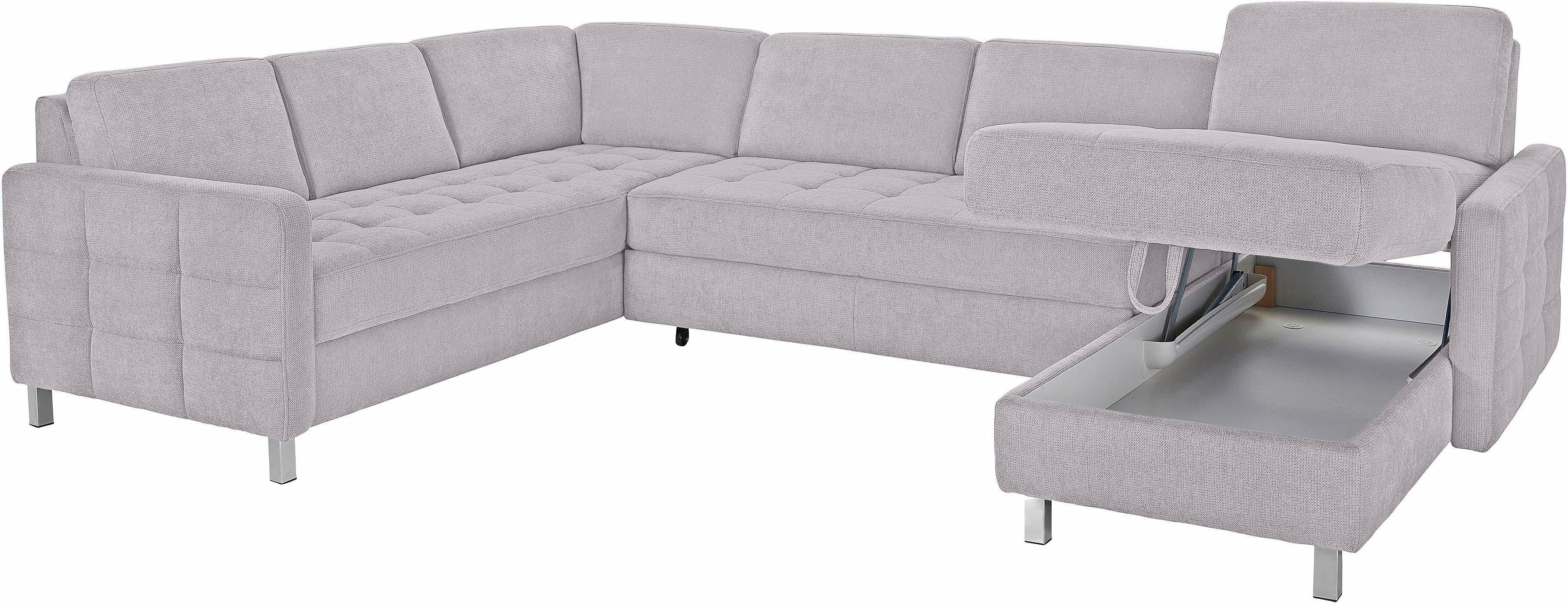 sit&more Zithoek Pablo U-vorm naar keuze met slaapfunctie en bedkist