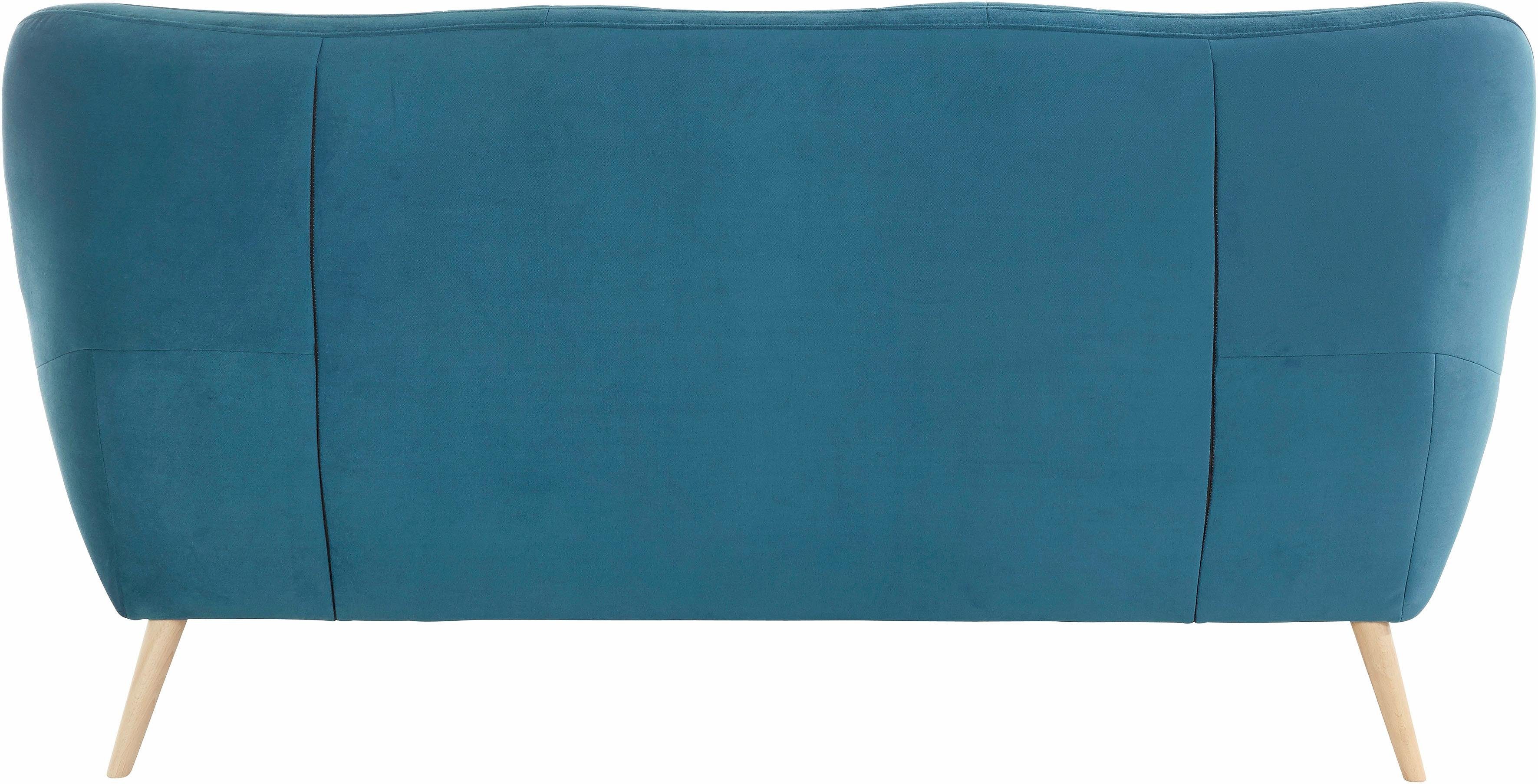exxpo - sofa fashion 3-zitsbank Scandi, comfortabel, verfijnde rugkussens voor meer zitcomfort actuele kleuren in hoogwaardige bekledingskwaliteiten, houten voet