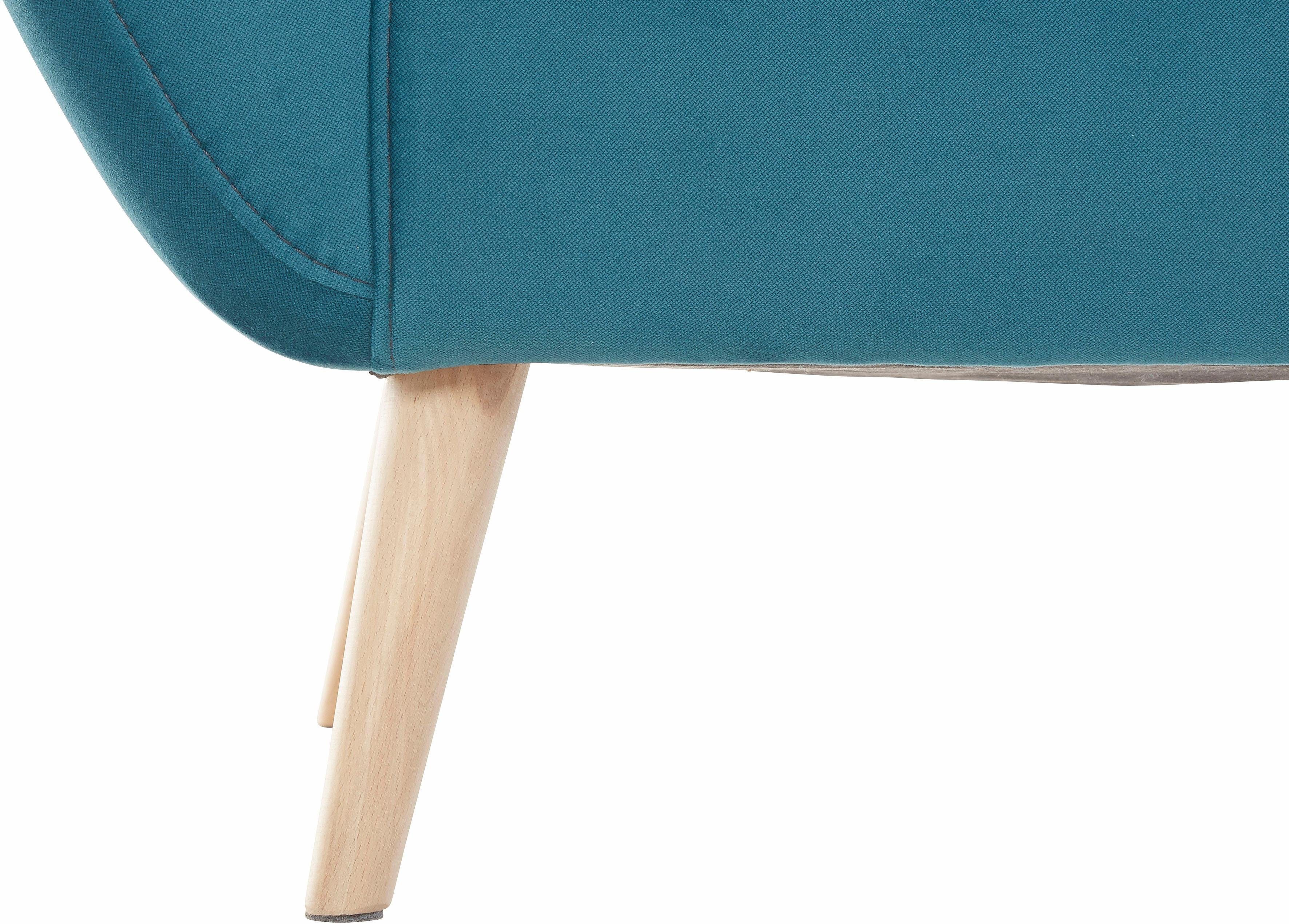 exxpo - sofa fashion 3-zitsbank Scandi, comfortabel, verfijnde rugkussens voor meer zitcomfort actuele kleuren in hoogwaardige bekledingskwaliteiten, houten voet