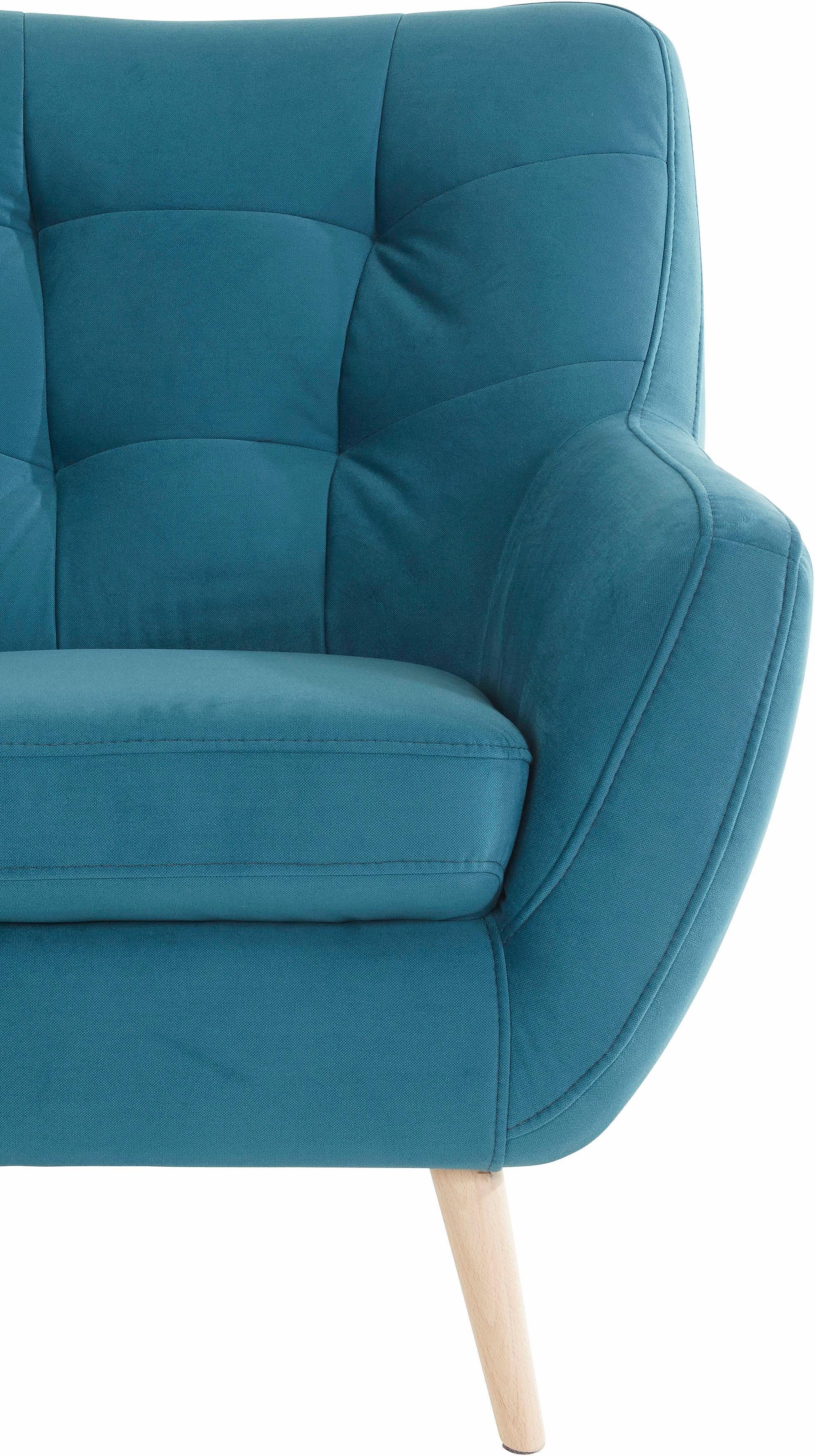 exxpo - sofa fashion 3-zitsbank Scandi, comfortabel, verfijnde rugkussens voor meer zitcomfort actuele kleuren in hoogwaardige bekledingskwaliteiten, houten voet