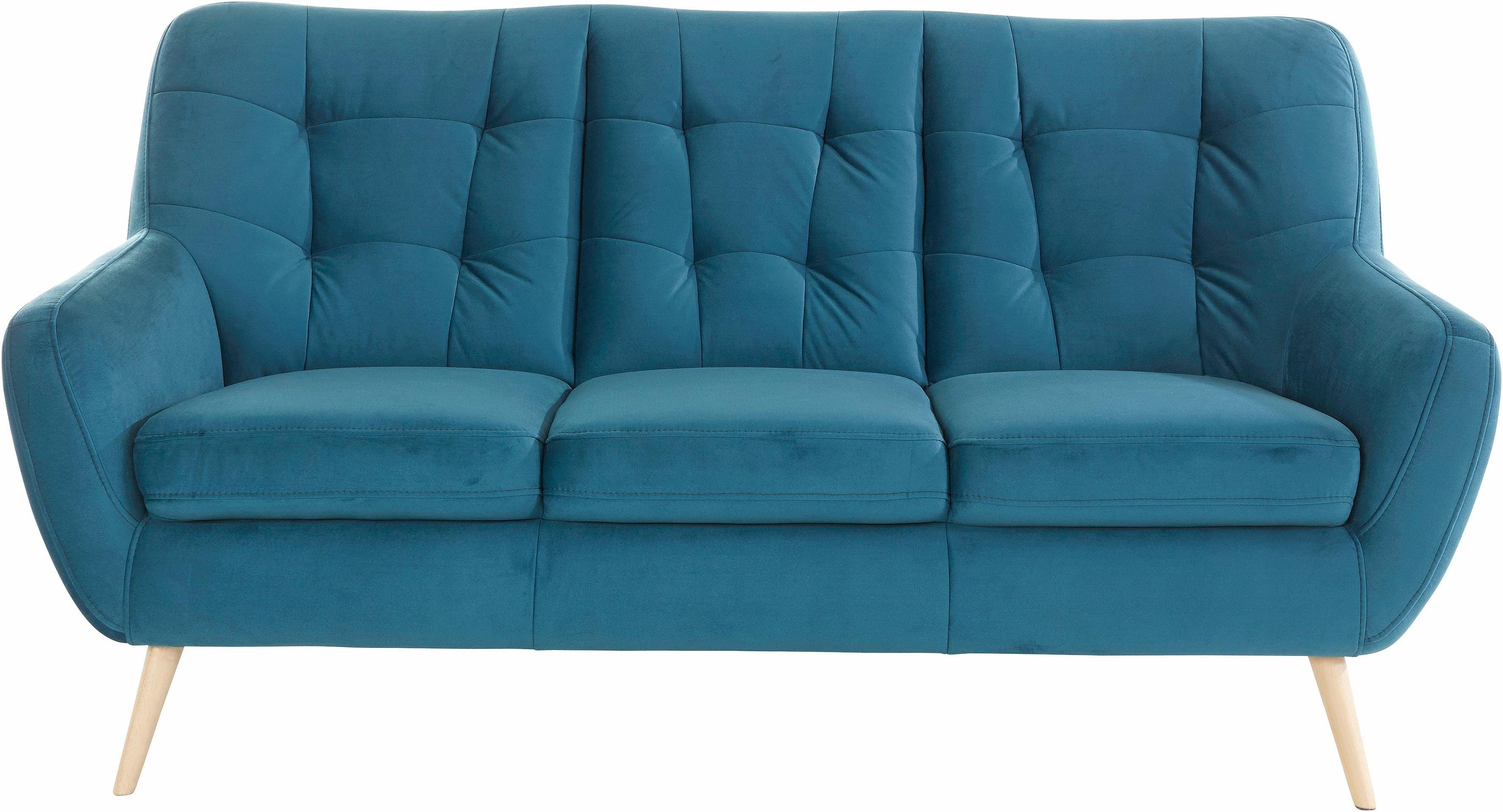 exxpo - sofa fashion 3-zitsbank Scandi, comfortabel, verfijnde rugkussens voor meer zitcomfort actuele kleuren in hoogwaardige bekledingskwaliteiten, houten voet