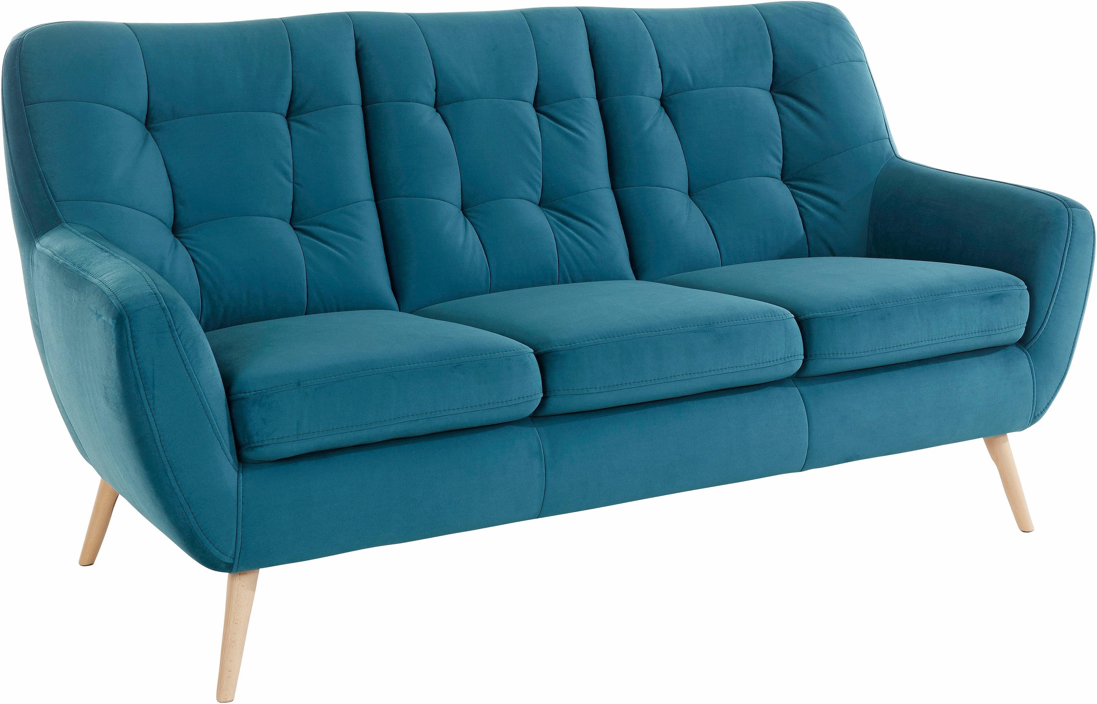 exxpo - sofa fashion 3-zitsbank Scandi, comfortabel, verfijnde rugkussens voor meer zitcomfort actuele kleuren in hoogwaardige bekledingskwaliteiten,