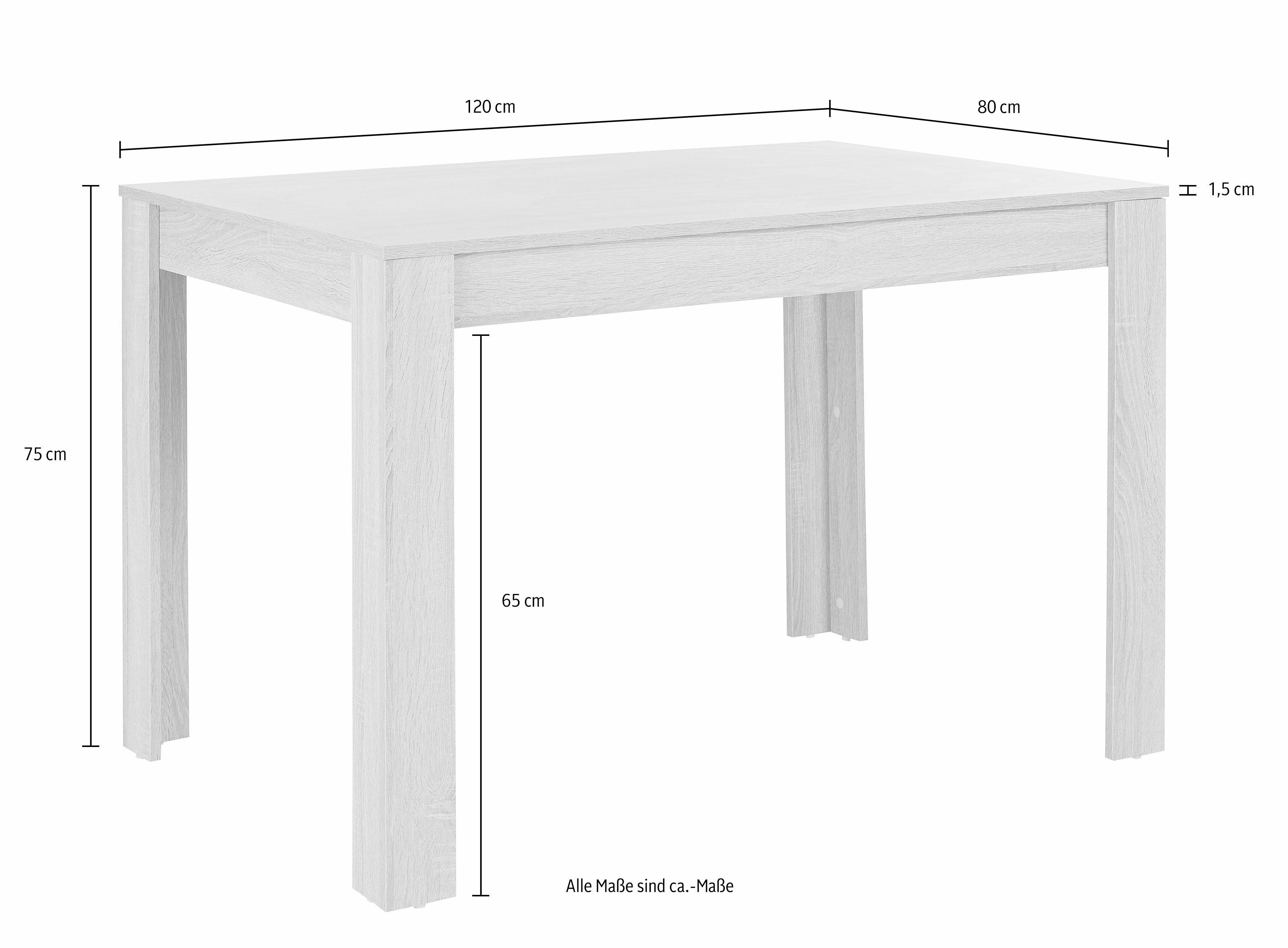 INOSIGN Eettafel Meigh, TOPSELLER! Breedte 120 cm, verschillende maten en kleurvarianten