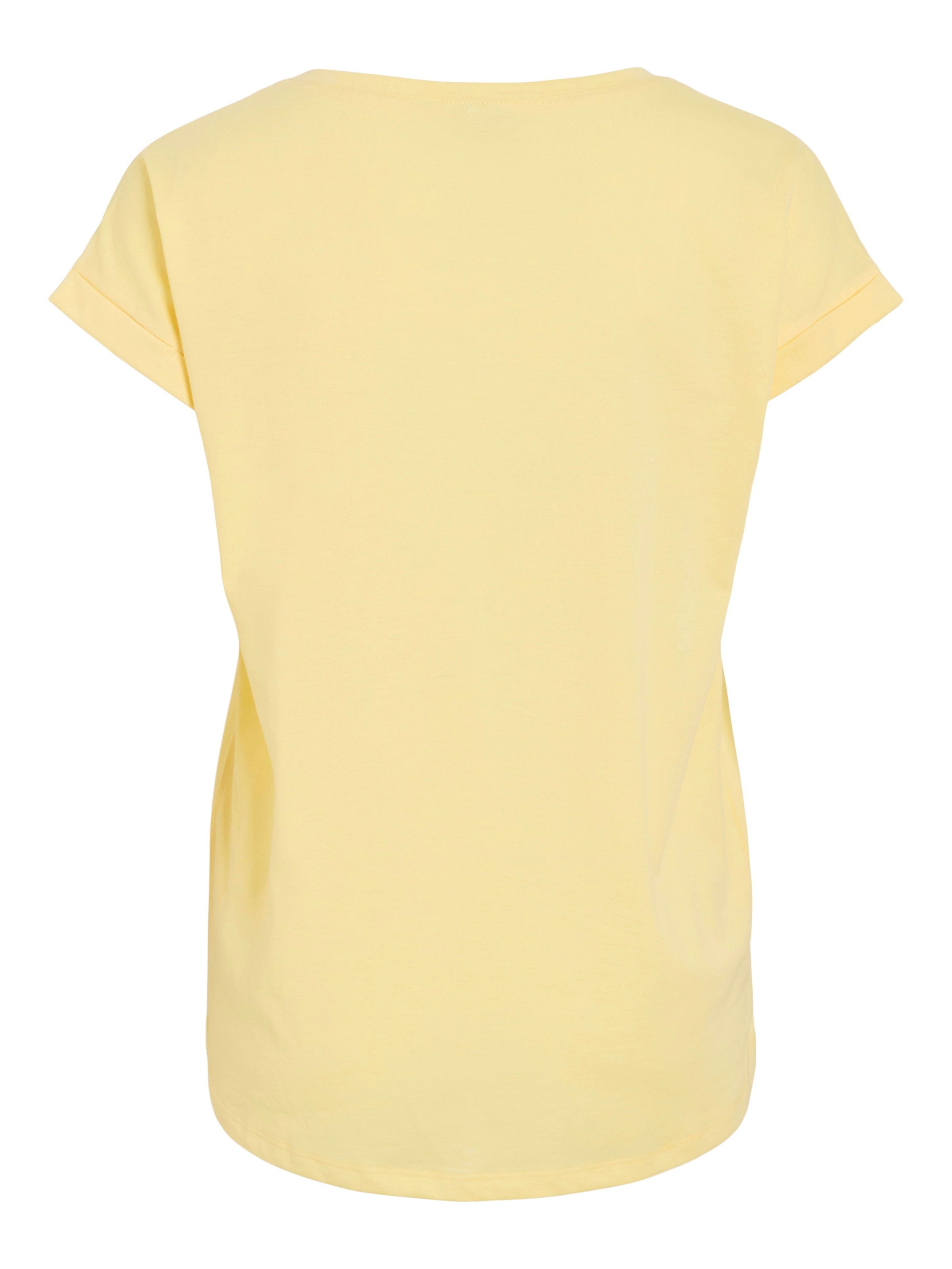 Vila Shirt met ronde hals VIDREAMERS NEW PURE T-SHIRT/SU-NOOS Basic dames T-shirt met ronde hals en omgeslagen mouwen