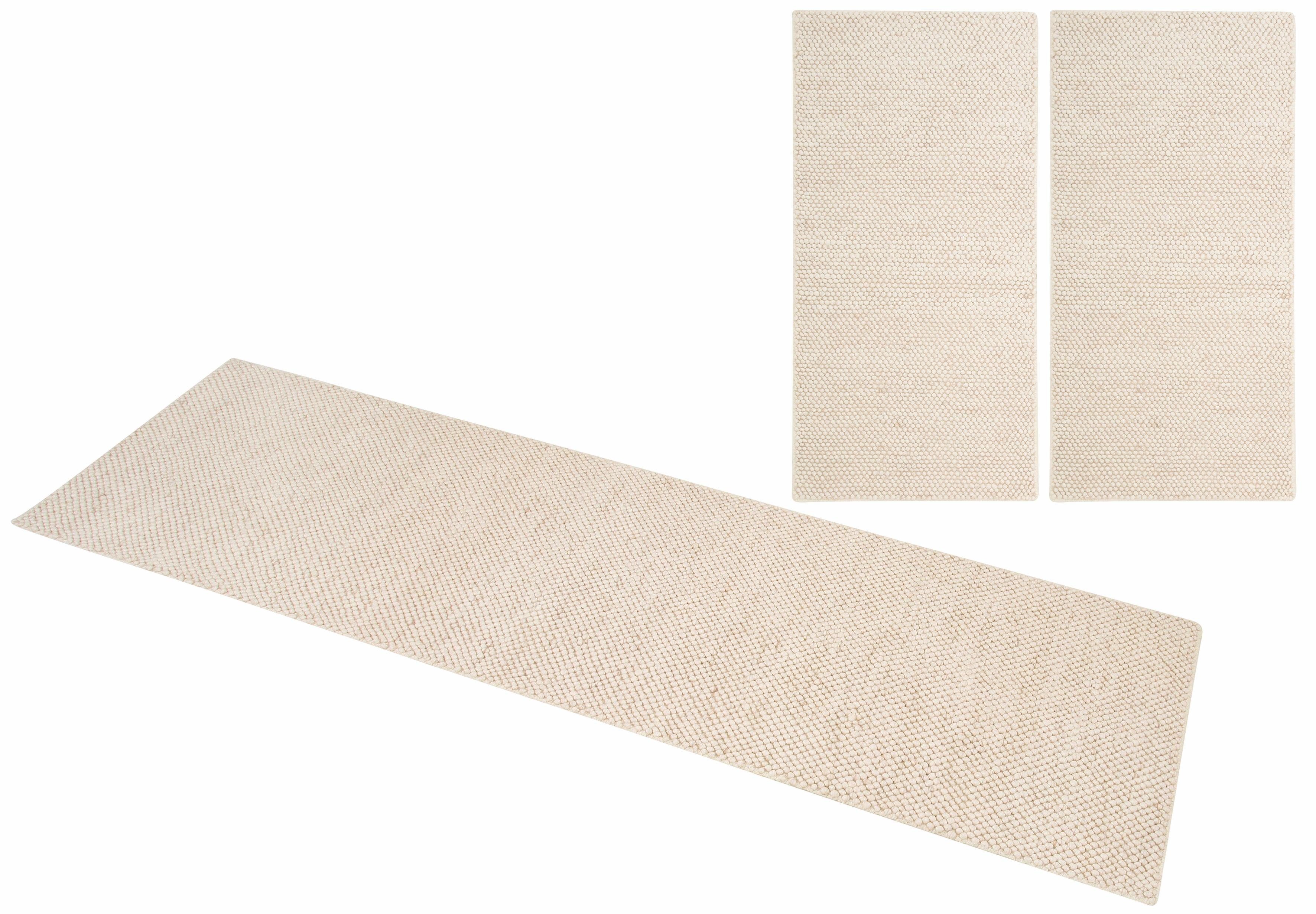 my home Set slaapkamerkleedjes Wolly, handgeweven tapijten Slaapkamerkleed, wol, met de hand geweven, loper-set woonkamer, slaapkamer