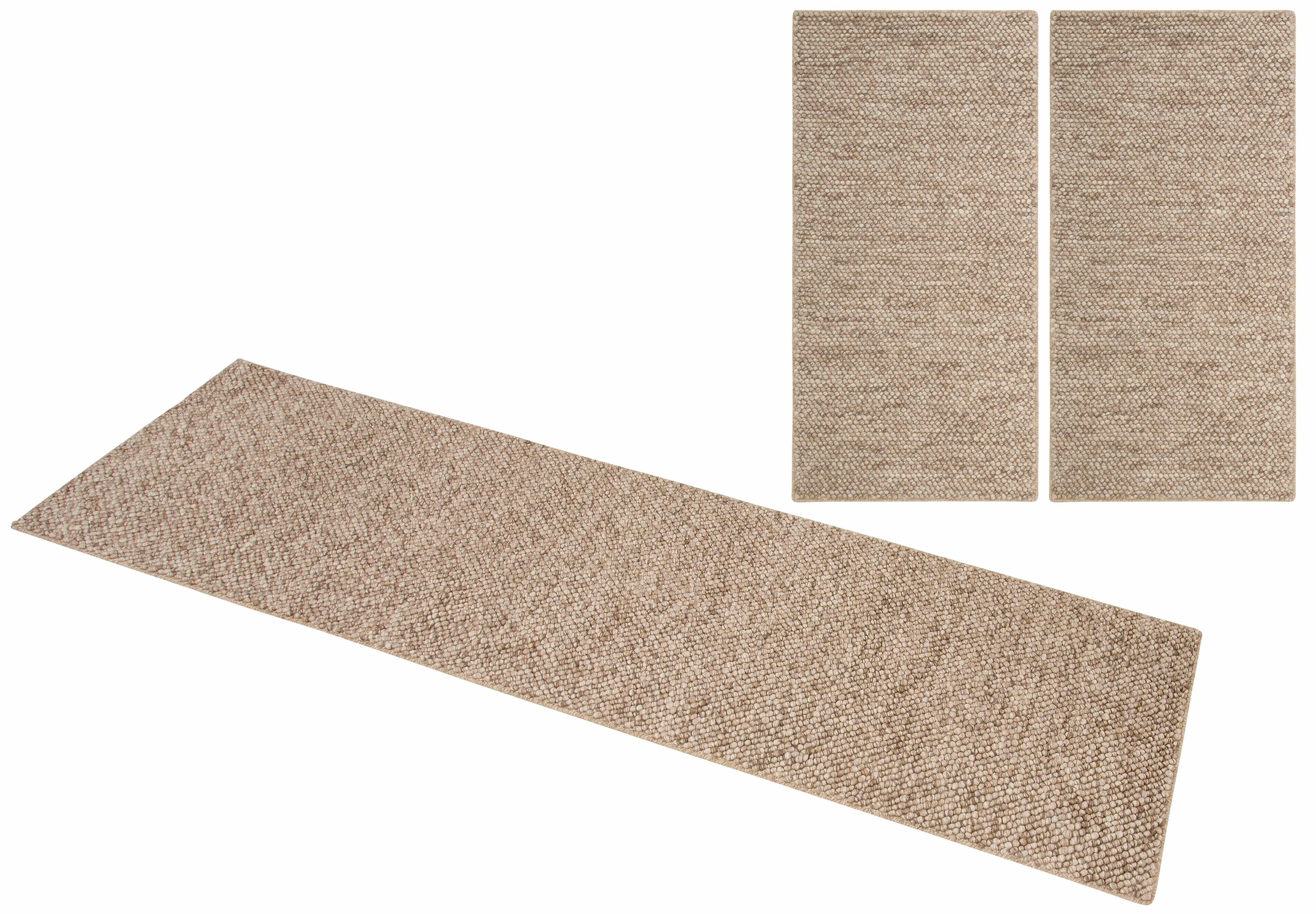 my home Set slaapkamerkleedjes Wolly, handgeweven tapijten Slaapkamerkleed, wol, met de hand geweven, loper-set woonkamer, slaapkamer