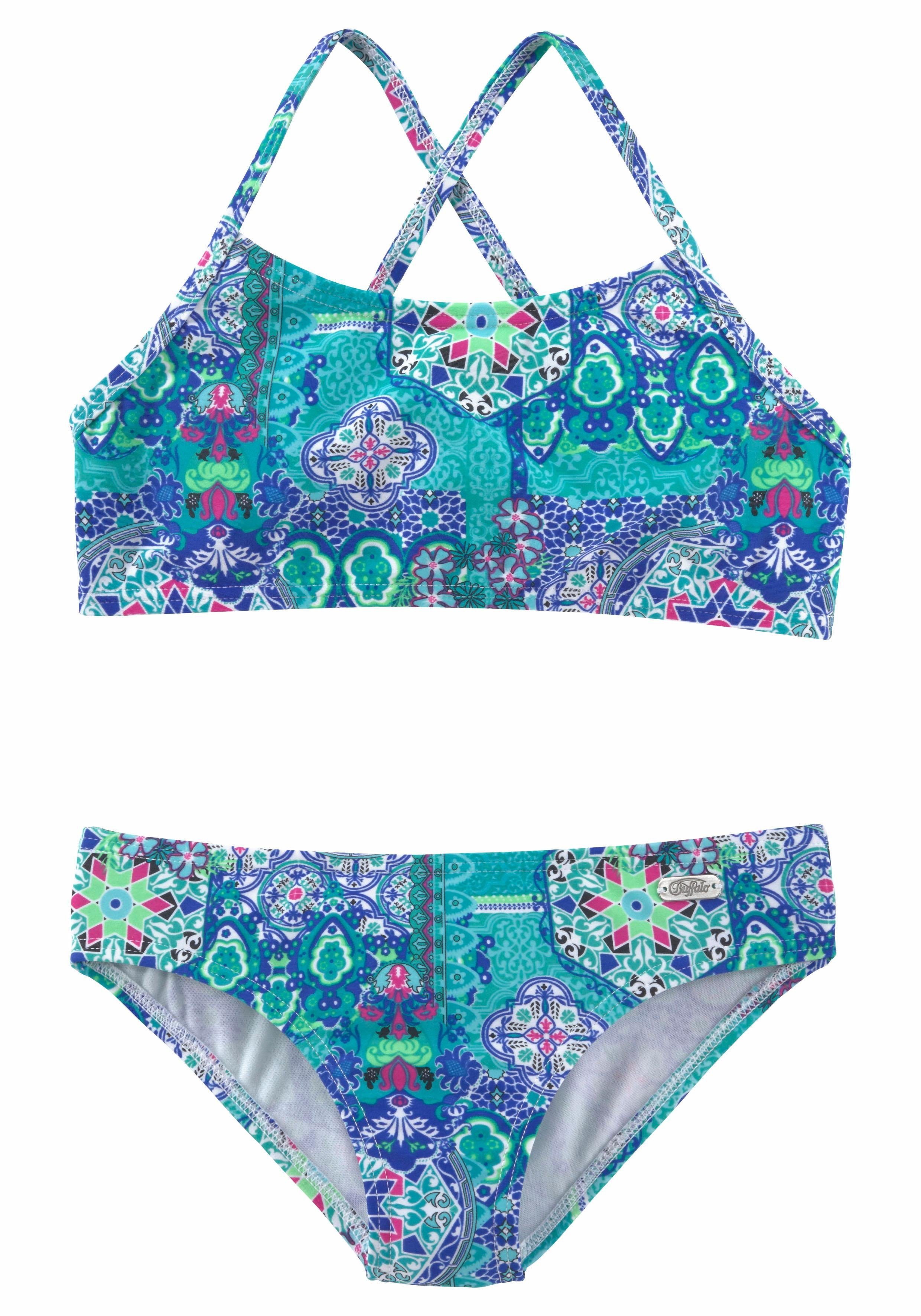 Buffalo Bustierbikini Shari Kids met speelse print meisjes bikini's maat 146/152 blauw