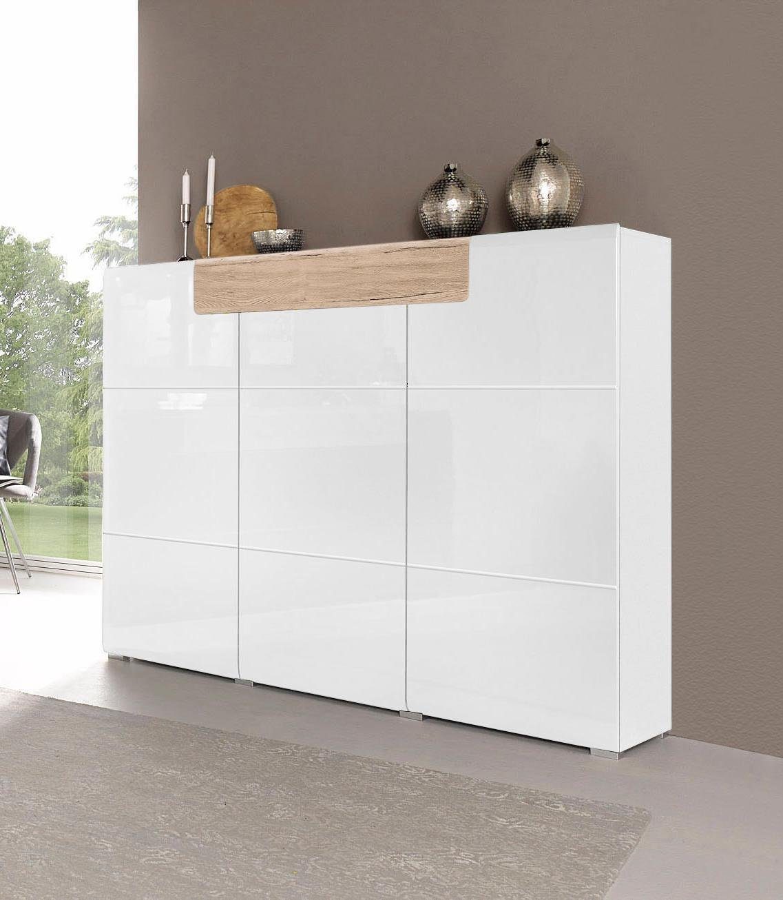 INOSIGN Highboard Toledo, breedte 147,5 cm, modieuze hoge kast met 3 deuren 1 lade
