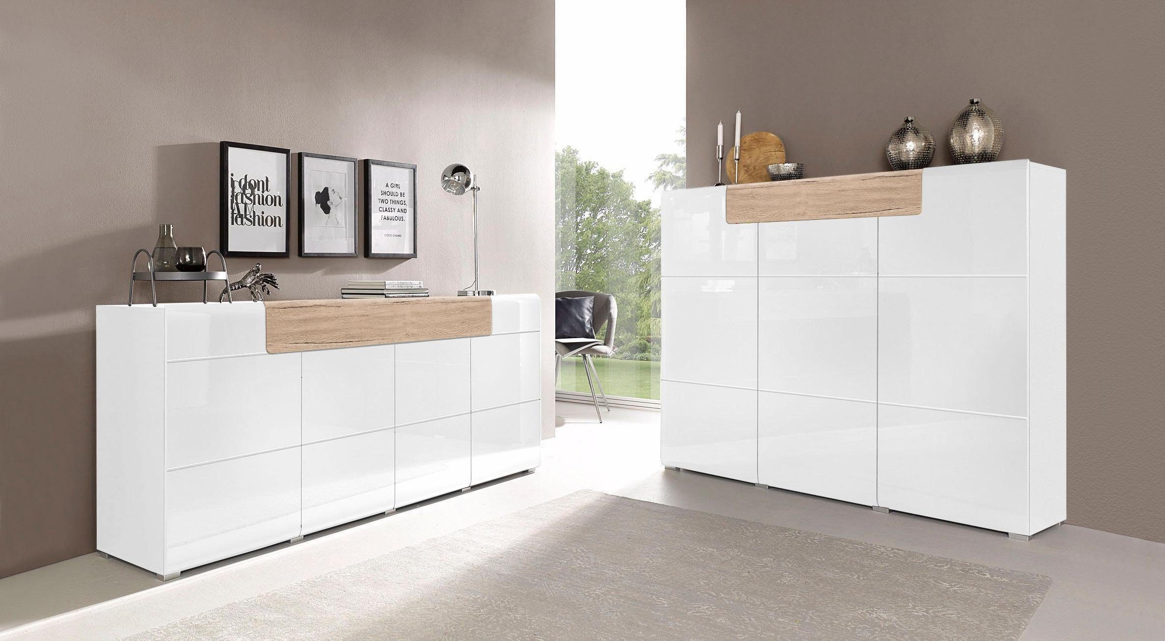 INOSIGN Dressoir Toledo, breedte 208 cm, moderne kast met decoratief freeswerk, greeploos