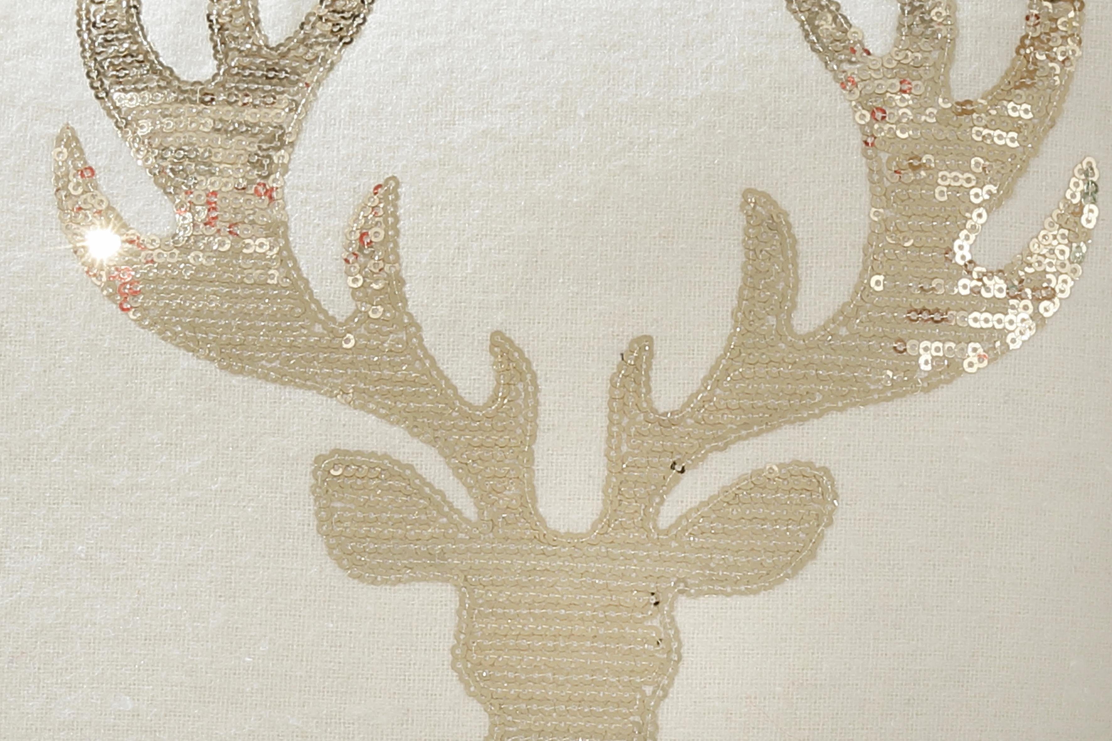 Creativ deco Sierkussen Edelhert met goudkleurige pailletten (1 stuk)