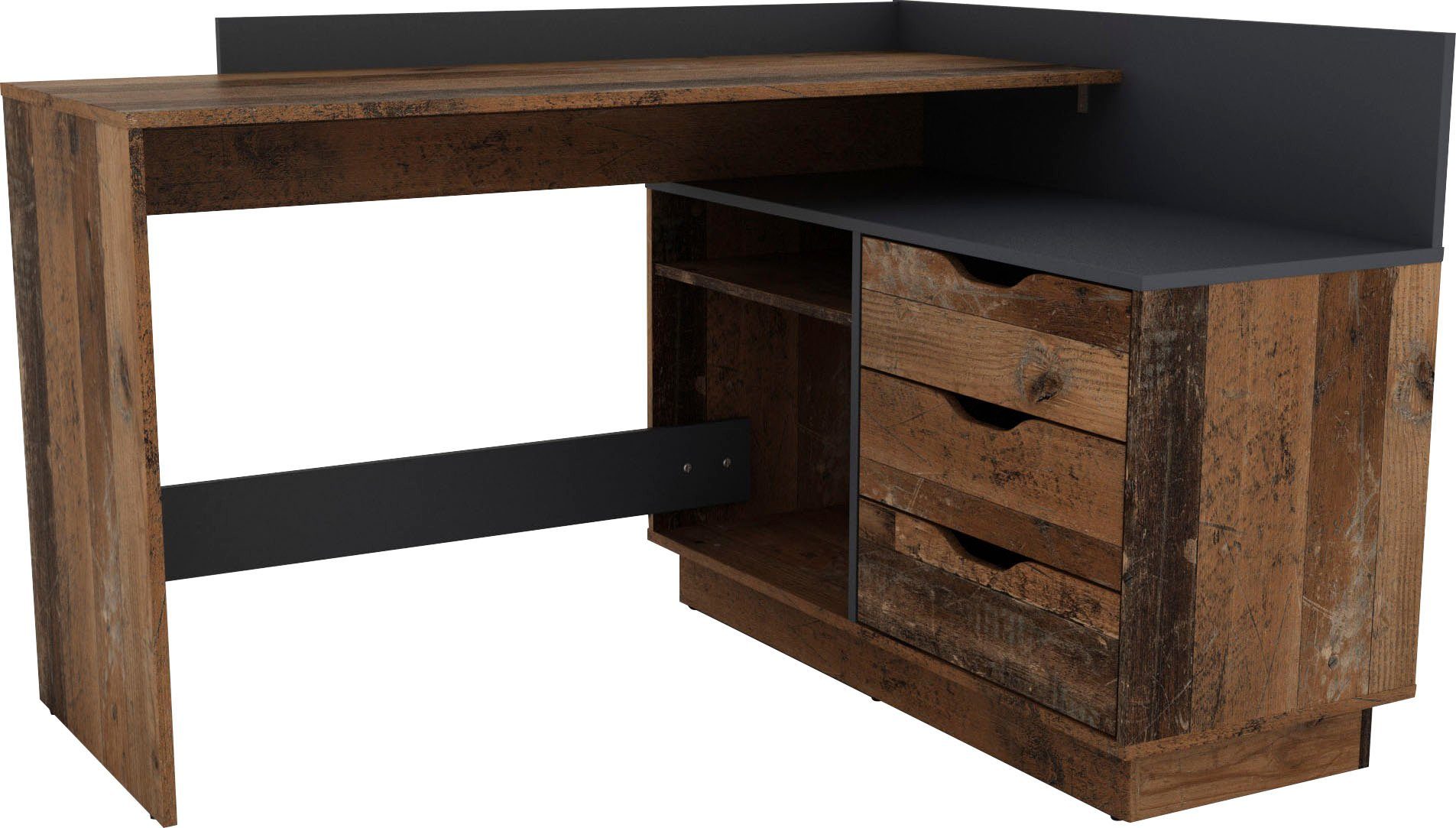 byLIVING Hoekbureau Bern met veel opbergruimte, breedte 129 cm, rechts of links monteerbaar