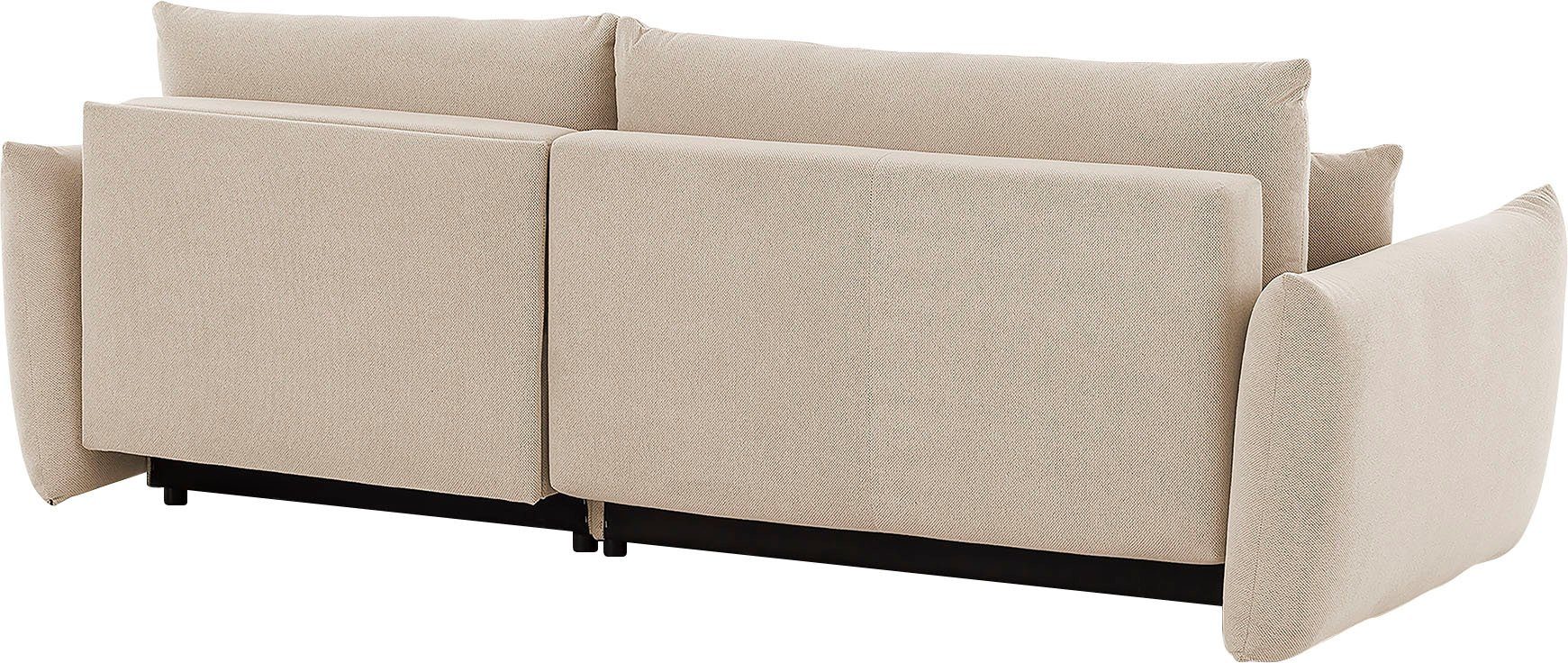 INOSIGN Hoekbank MAVAS bedbank met bedkist, L-model, ca. 257/127 cm (ligoppervlak 212/145 cm), ribfluweel, chenille, structuur