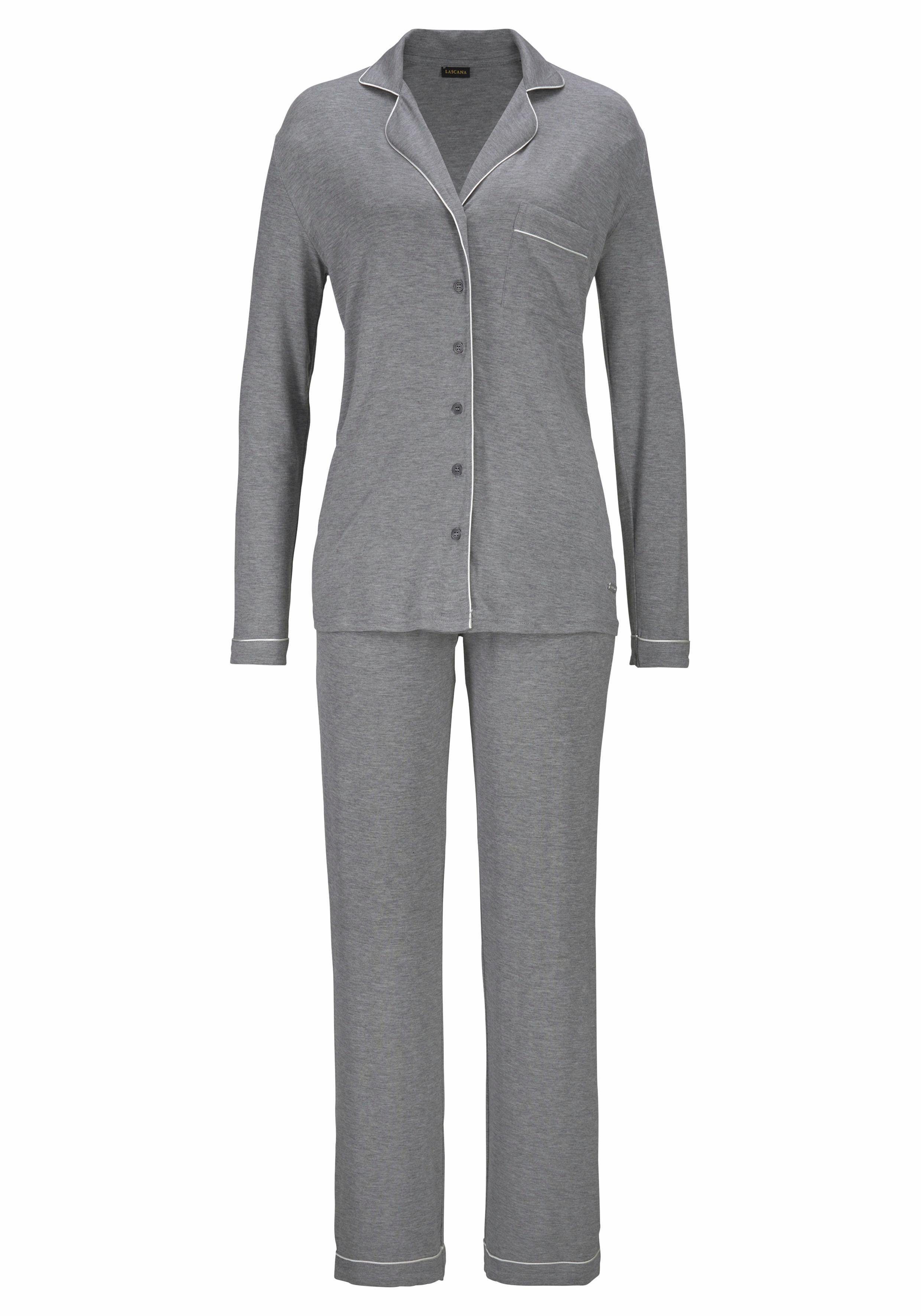 Lascana NU 15% KORTING: LASCANA pyjama in klassiek design met overhemdkraag en knoopsluiting
