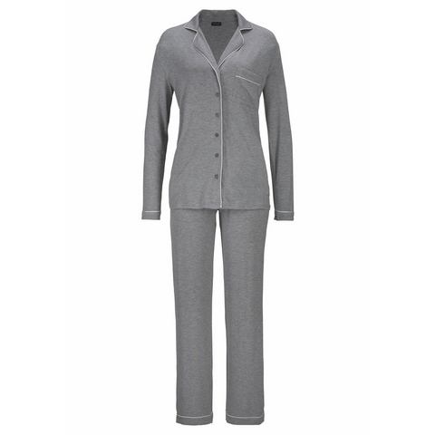 Lascana NU 15% KORTING: LASCANA pyjama in klassiek design met overhemdkraag en knoopsluiting
