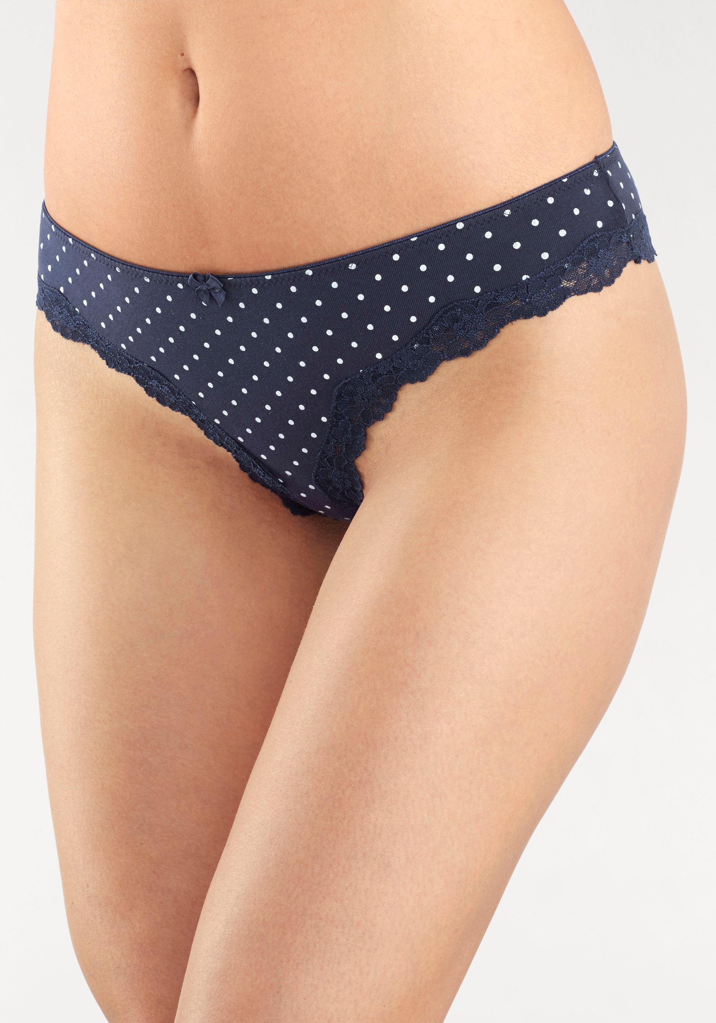 Lascana Brazilian slip van elastische katoen met delicate kant (3 stuks)