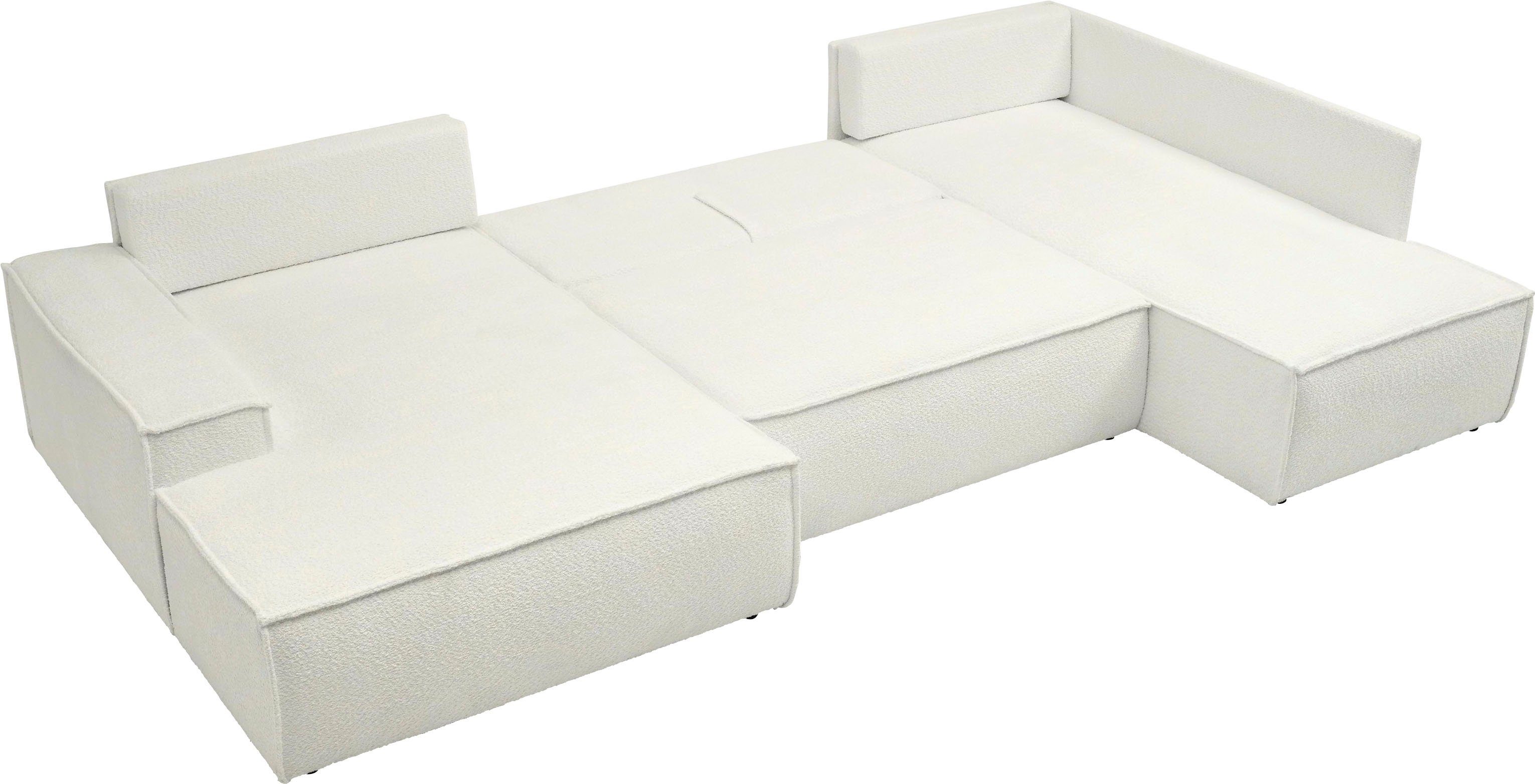 andas Zithoek FINNLEY U-model XXL 329 cm, bedbank, slaapfunctie m. bedkist