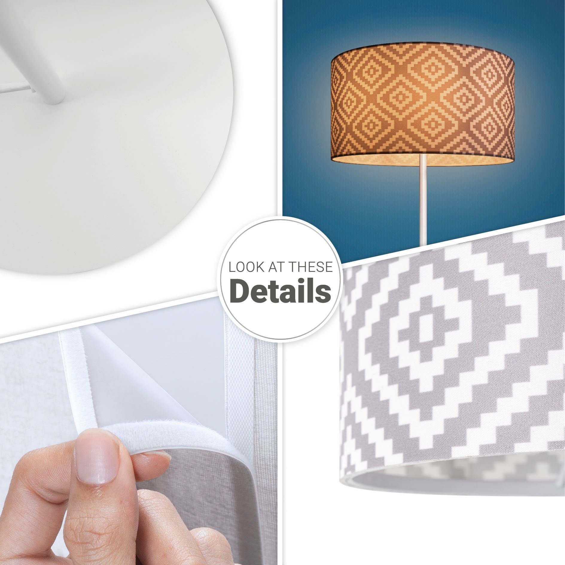 Paco Home Staande lamp Luca Stella Vloerlamp stoffen lampenkap retro vintage E27 textielkap
