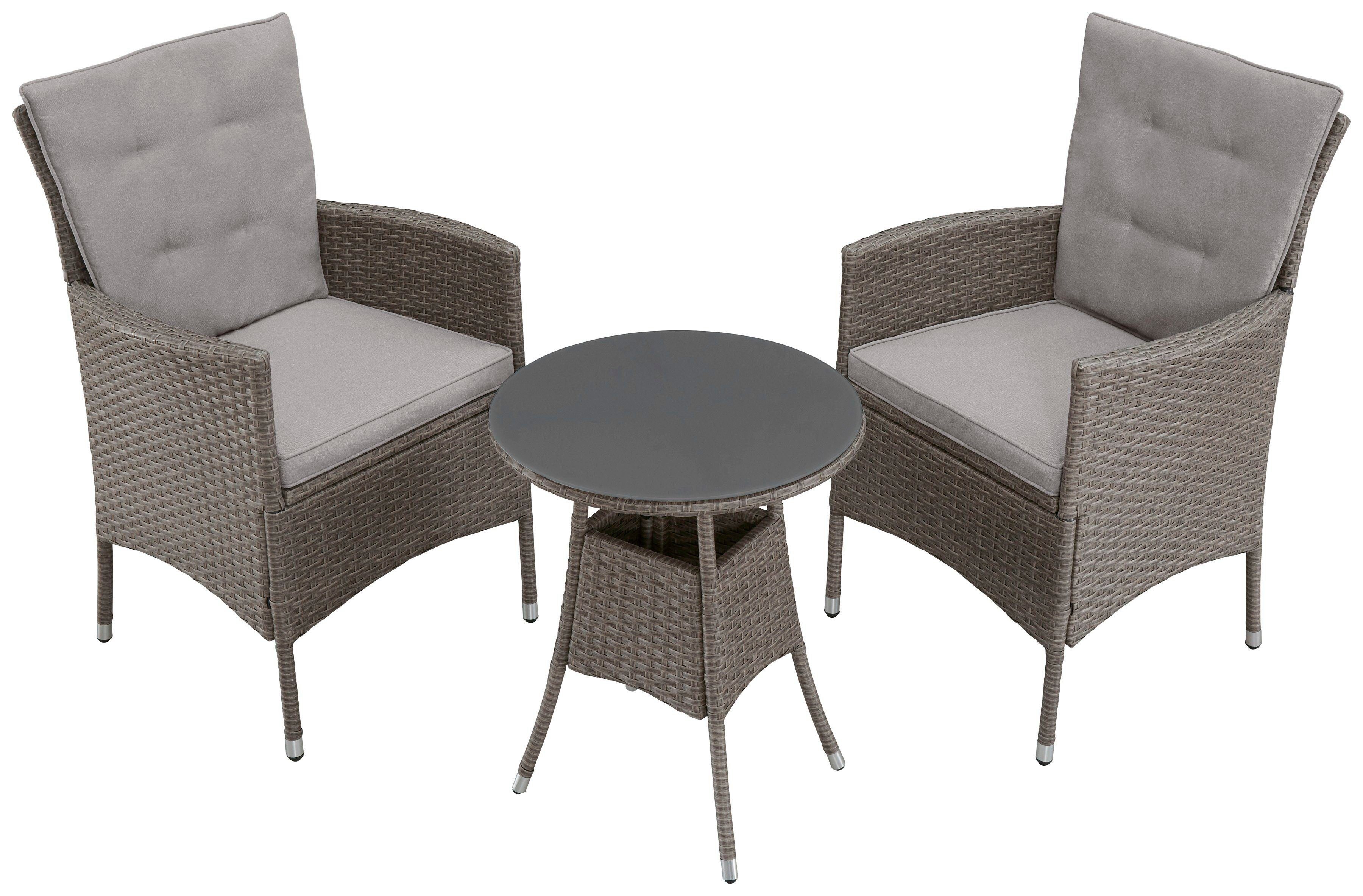 KONIFERA Tuin-eethoek Balkonset "Mailand" Polyrattan, tafelblad van veiligheidsglas, verzinkt staal (set, 7-delig)