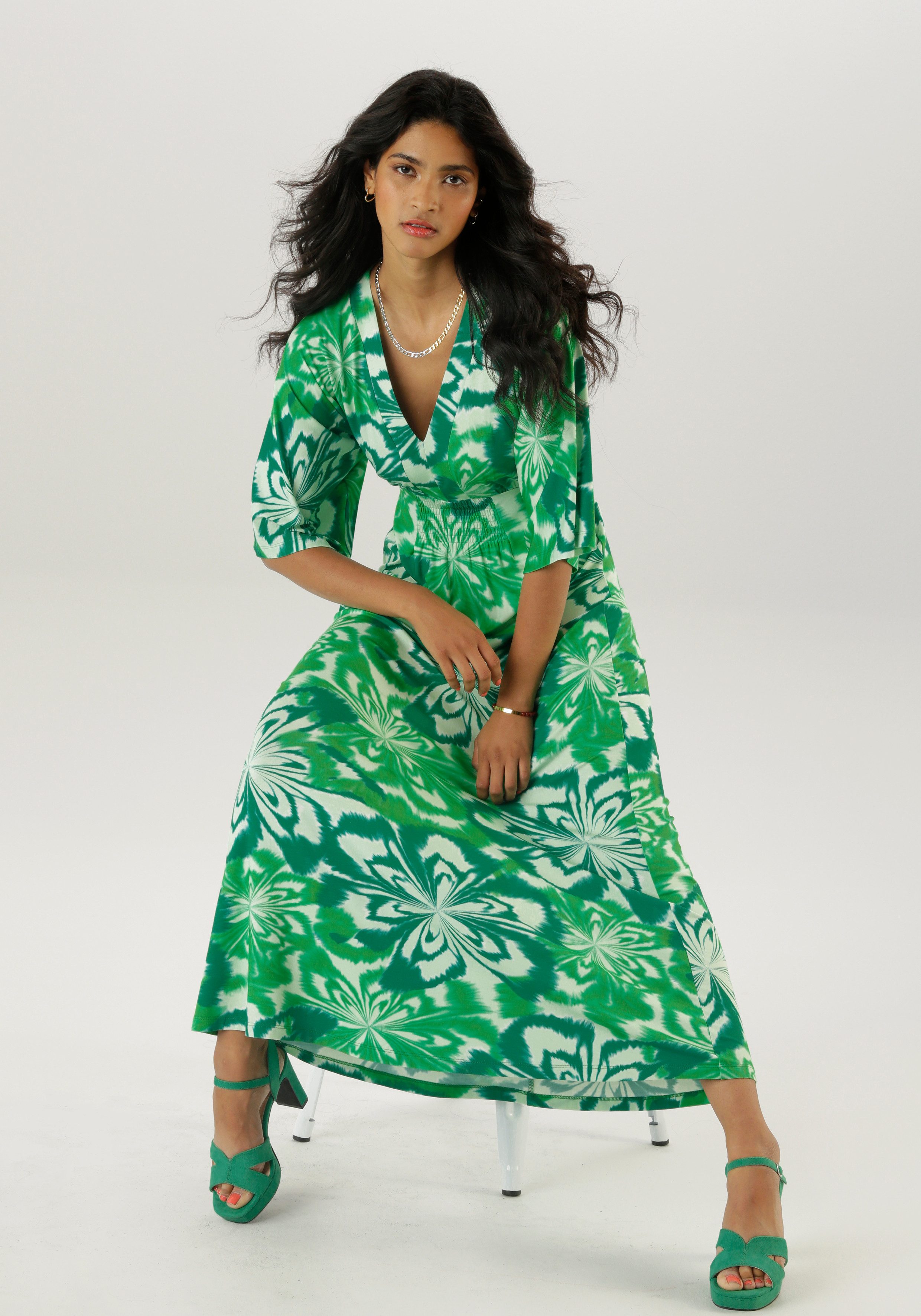 Aniston SELECTED Maxi-jurk met wijde 3/4-mouwen - nieuwe collectie