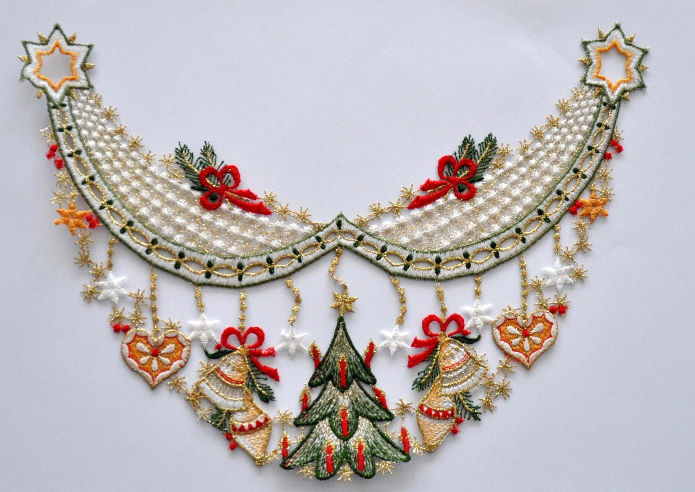 Stickereien Plauen Raamdecoratie Kerstguirlande (1 stuk) raamdecoratie maat hxb: 25x35 cm multicolor